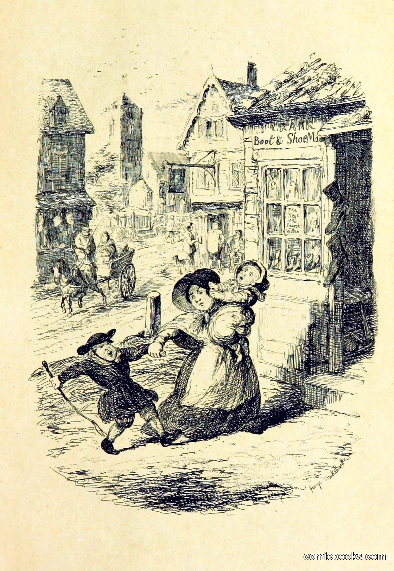 Street Scene from *Lorimer Littlegood Esq* (1858)