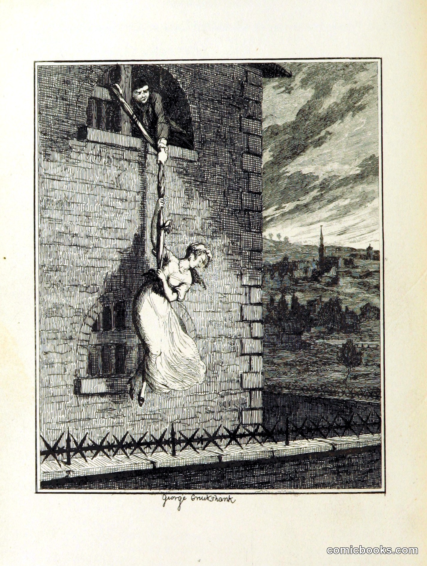 Escape by Rope — Illustration from *Jack Sheppard*