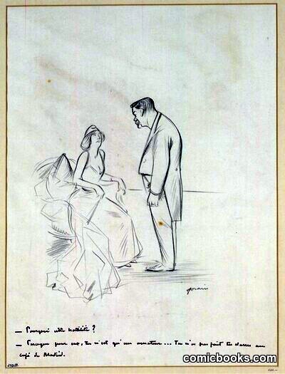 Caricature with Seated Figure and Standing Man (attr. Forain, 1894)