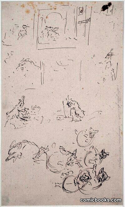 Study for Munich Picture-Sheet No. 44: The Good Friends (Cat and Fox)