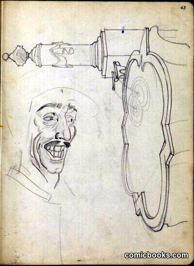 Sketch of a Fountain; Caricature of a Laughing Man (rotated)