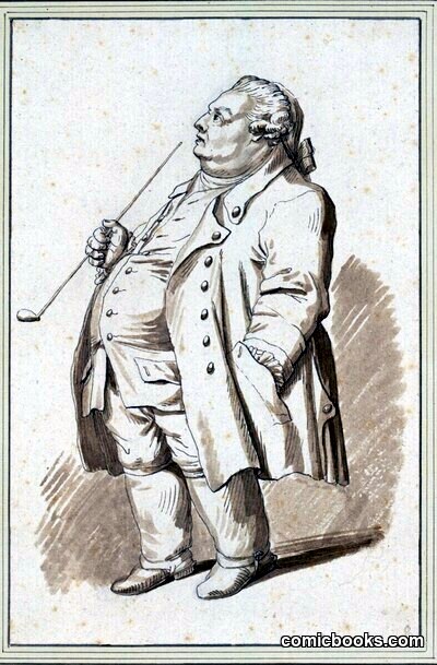 Caricature of Saxon Legation Councilor Johann Heinrich Kauderbach