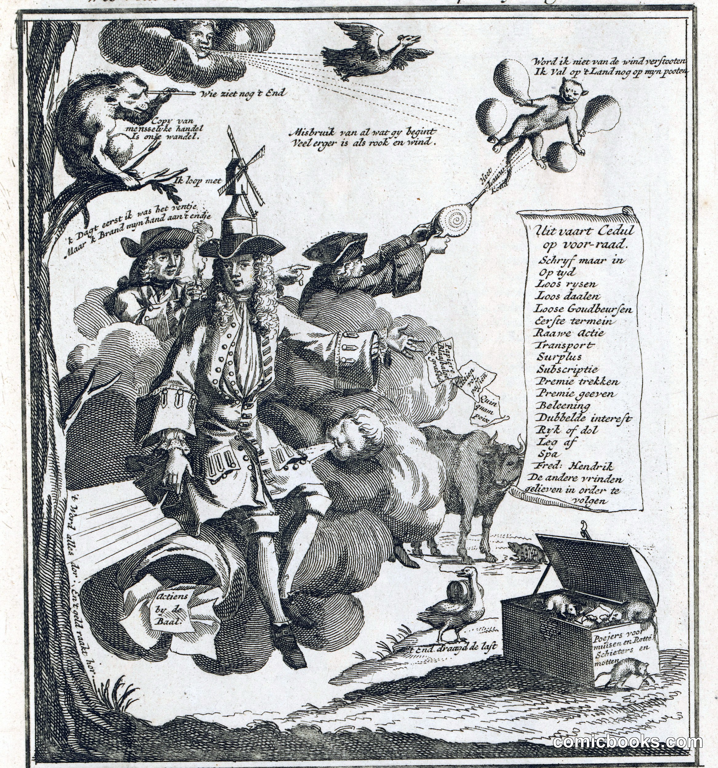 A Wind Merchant Sits on a Bag of Stocks Held Aloft Only by Wind