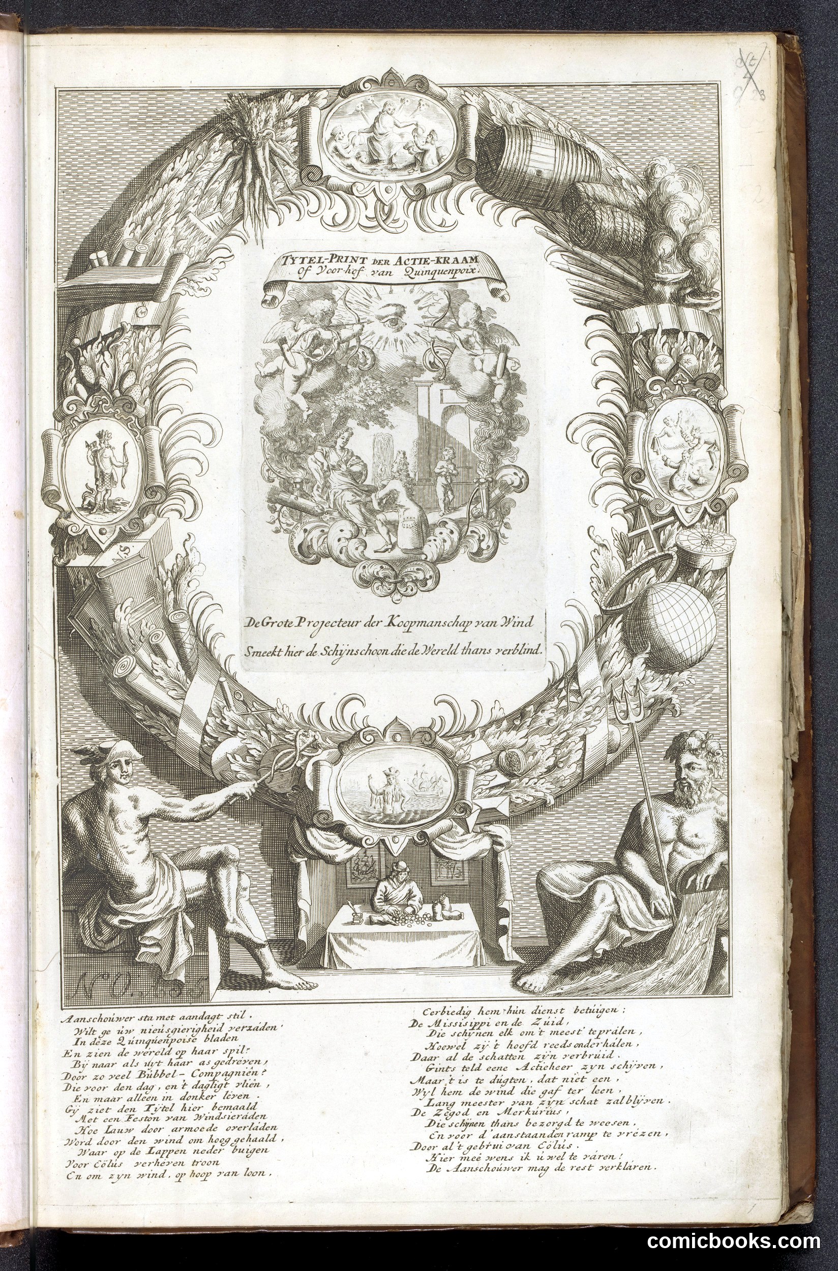 Title Page with the Stock Exchange Booth, or Courtyard of Quincanpoix