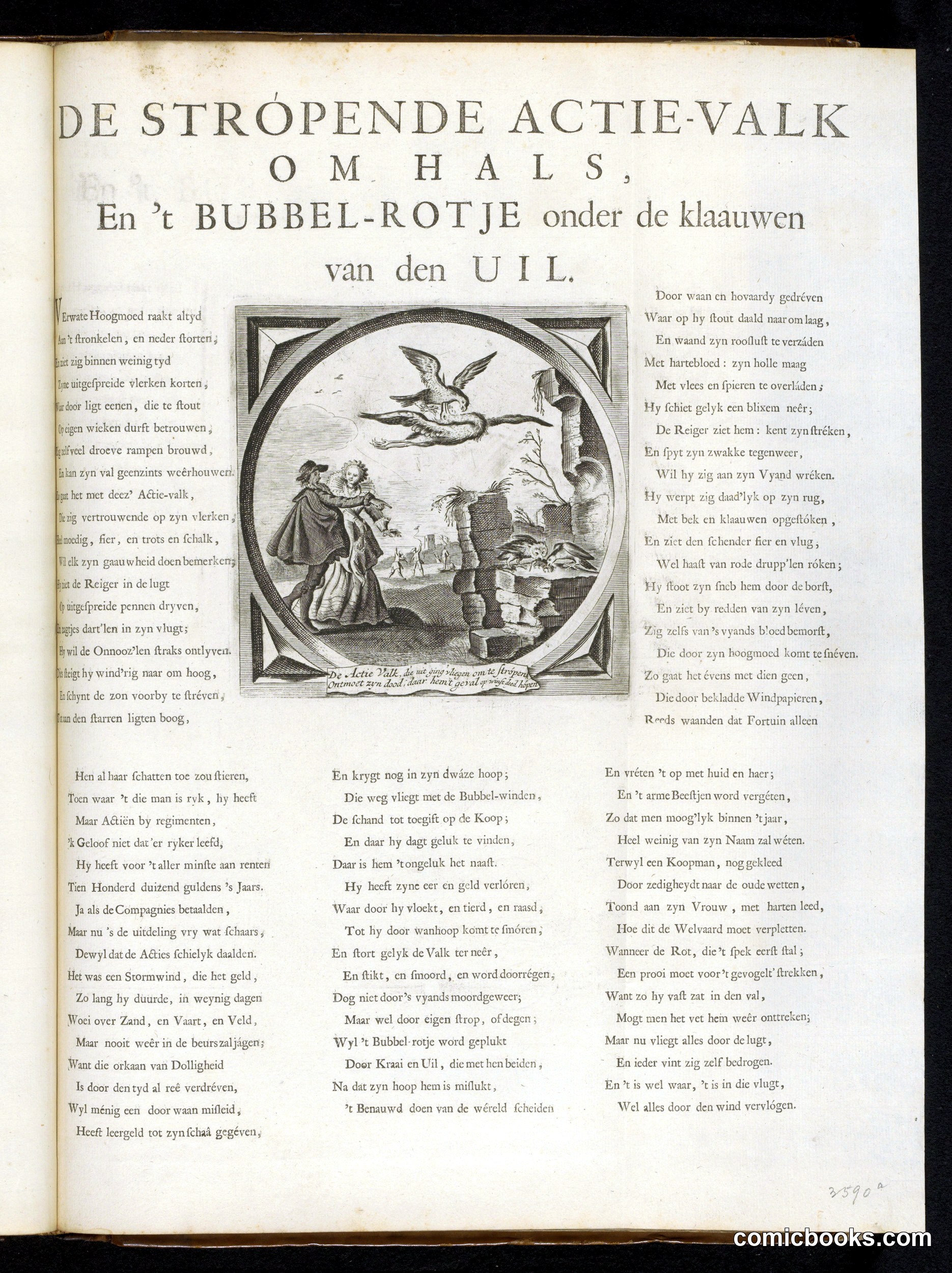 De Stropende Actie-Valk om Hals, en't Bubbel-Rotje onder de Klauuwen van den UIL