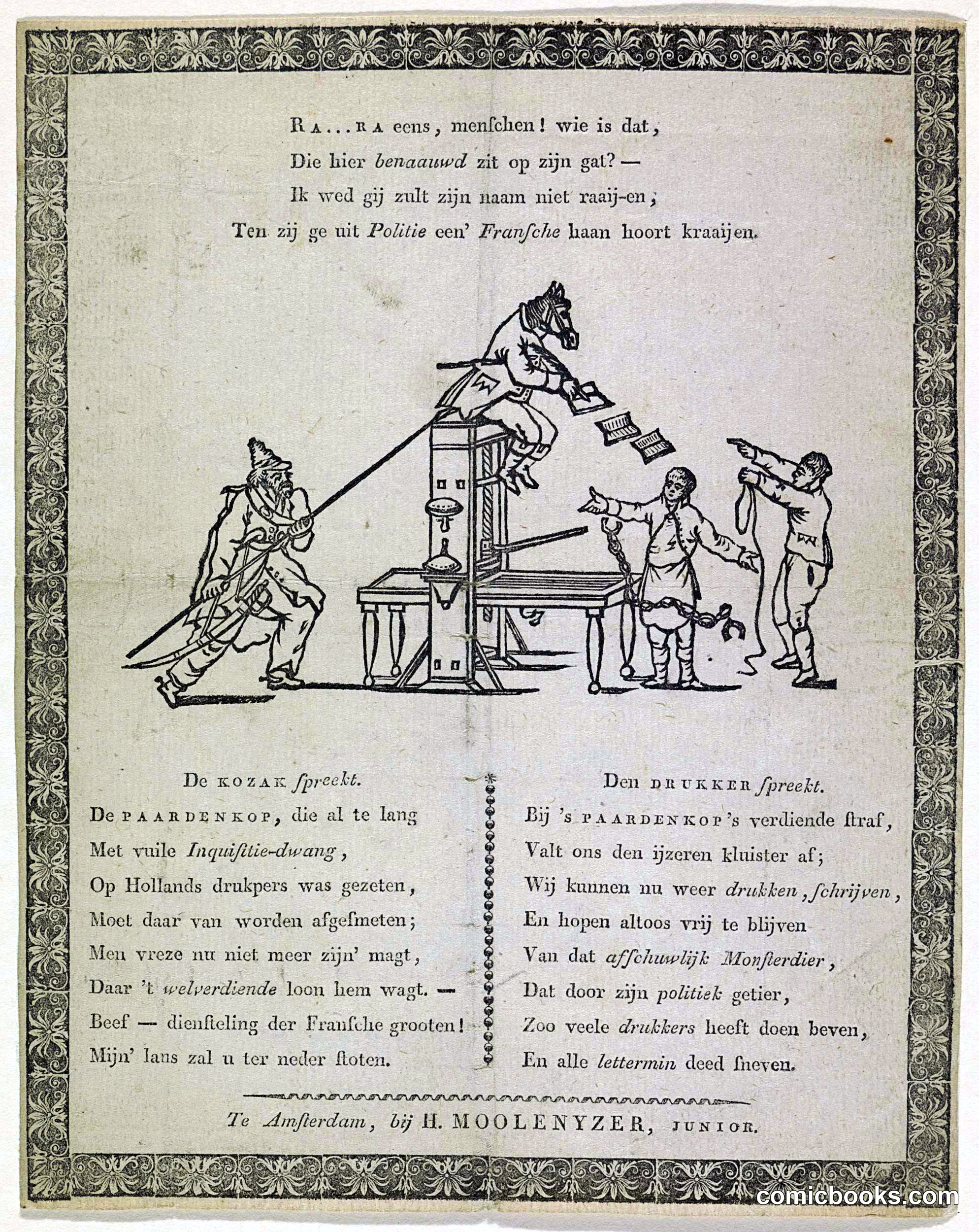 Political Print on Van Ray, Inspector of Books During French Rule