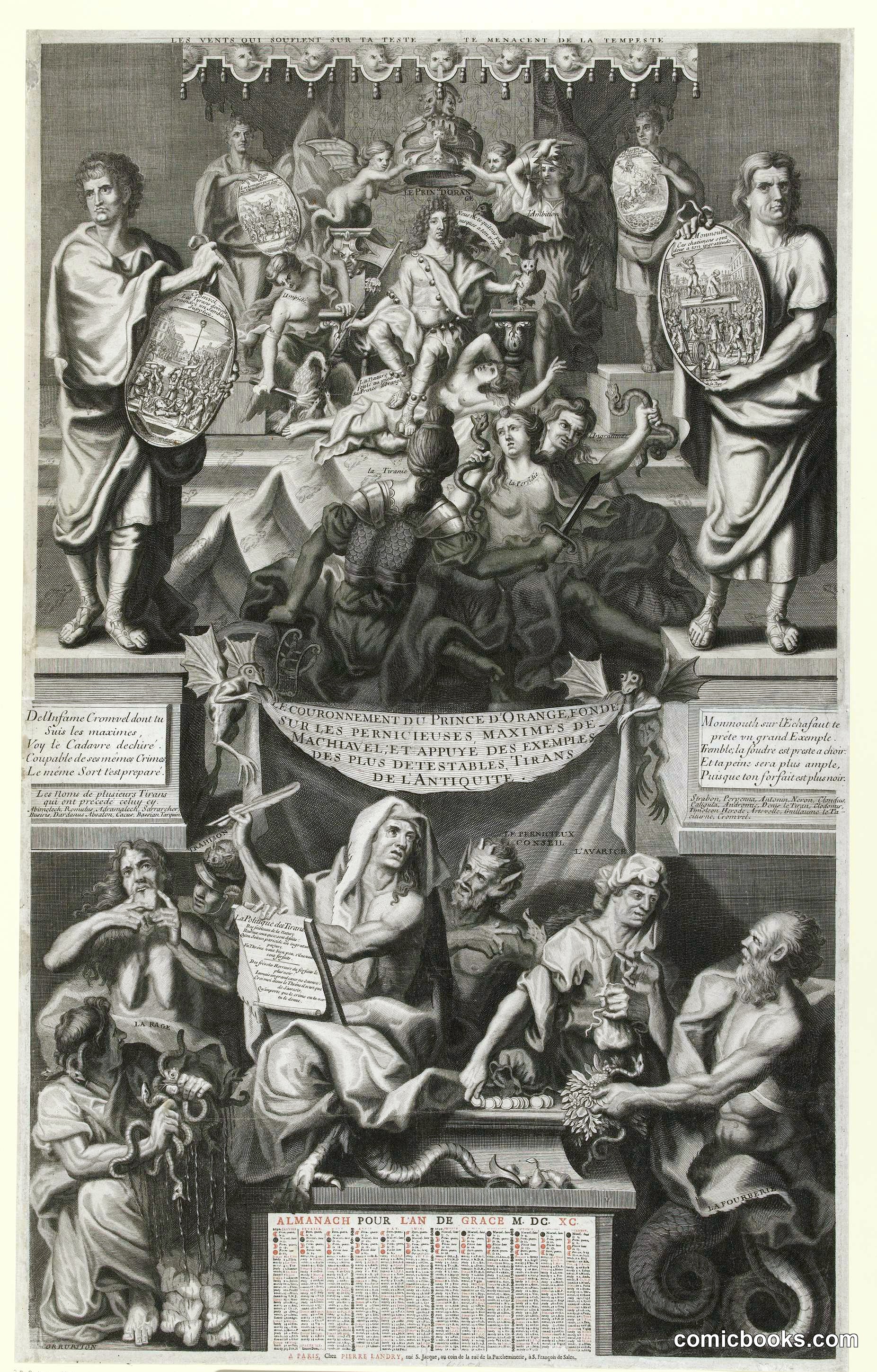 French Satirical Print on the Coronation of William III, 1689