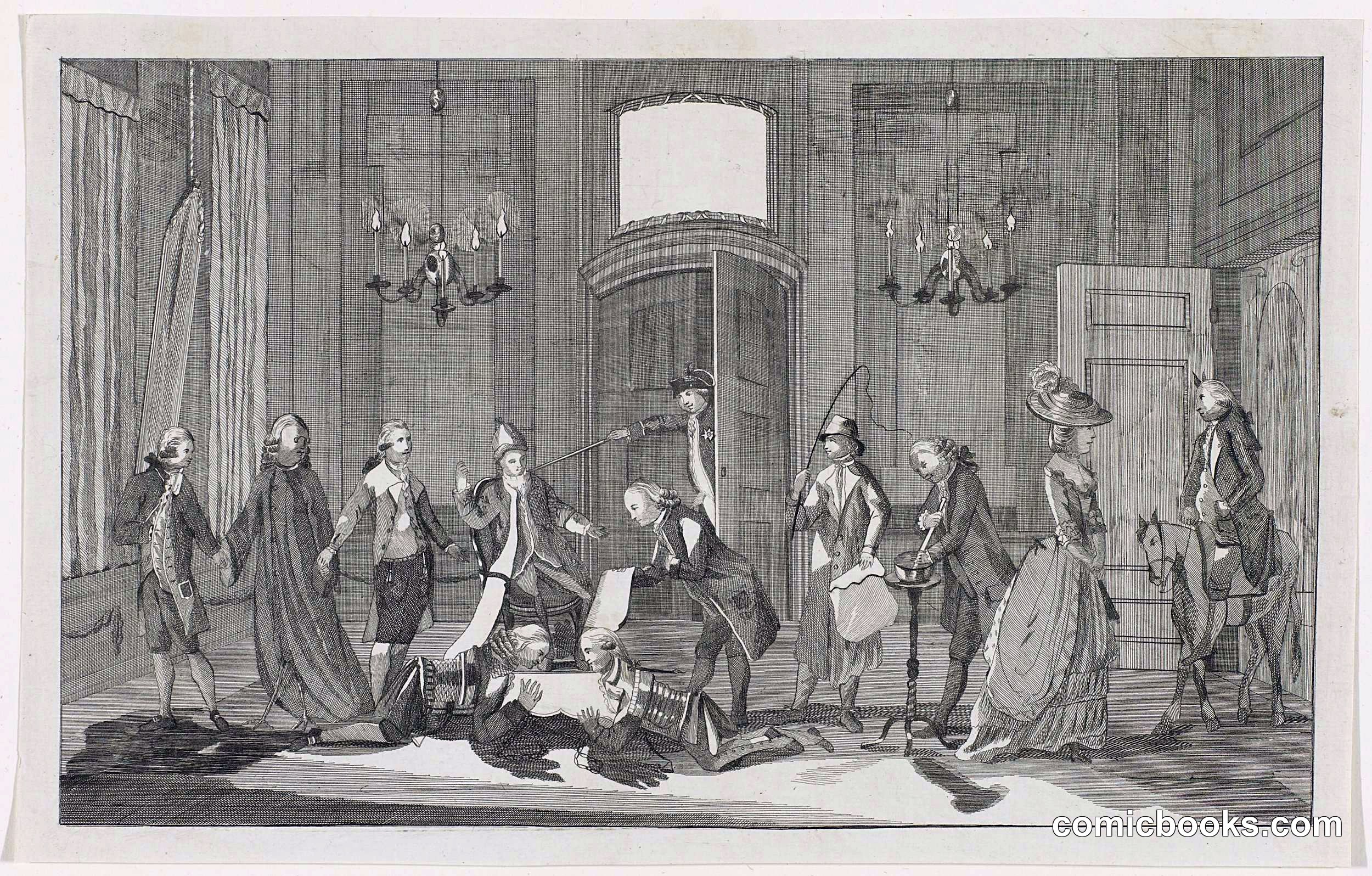 Spotprent op de prins en zijn aanhang [Political Jest on the Prince and His Followers]