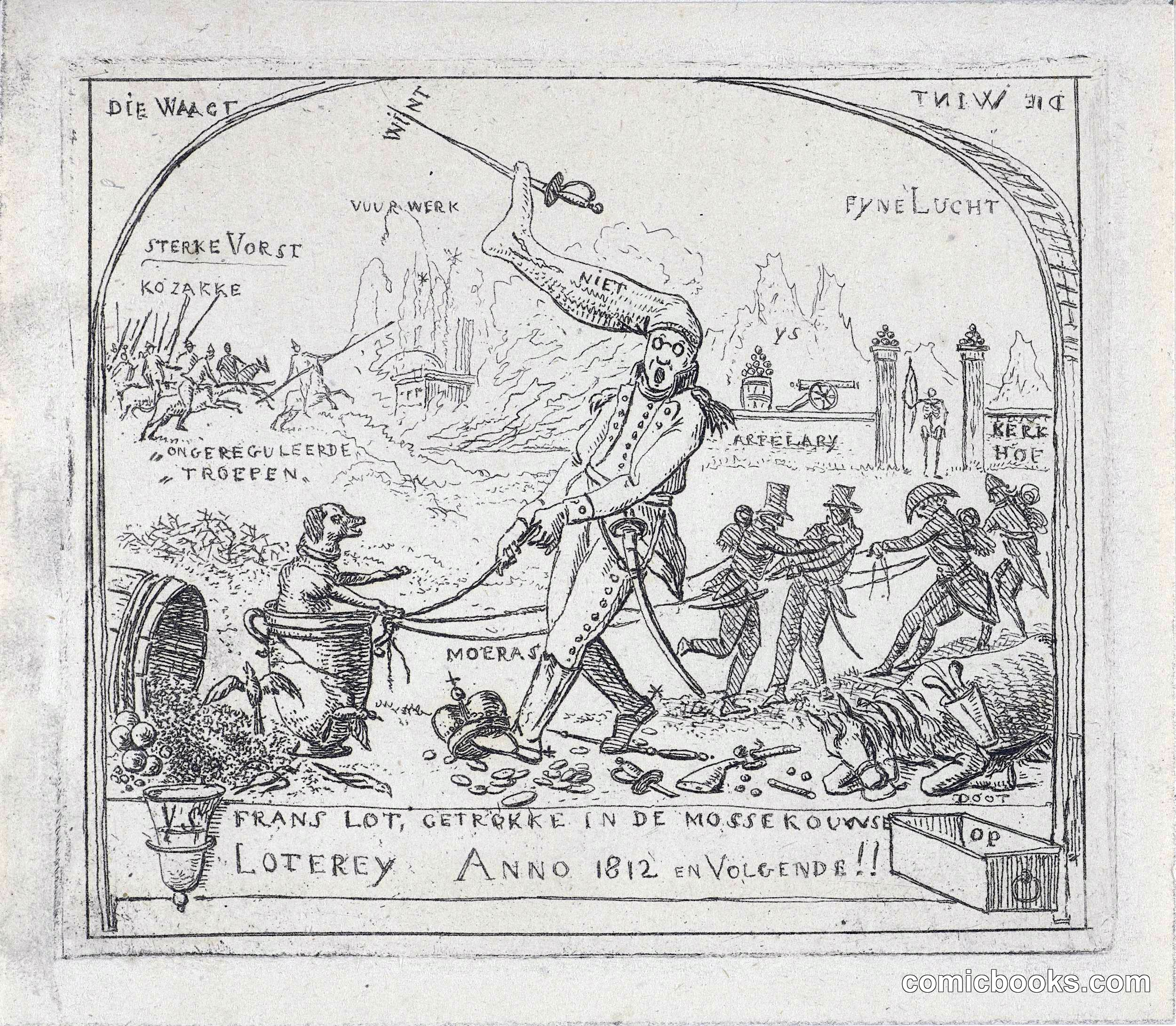 Napoleon Pulls a Dog in a Bowl Through the Swamp