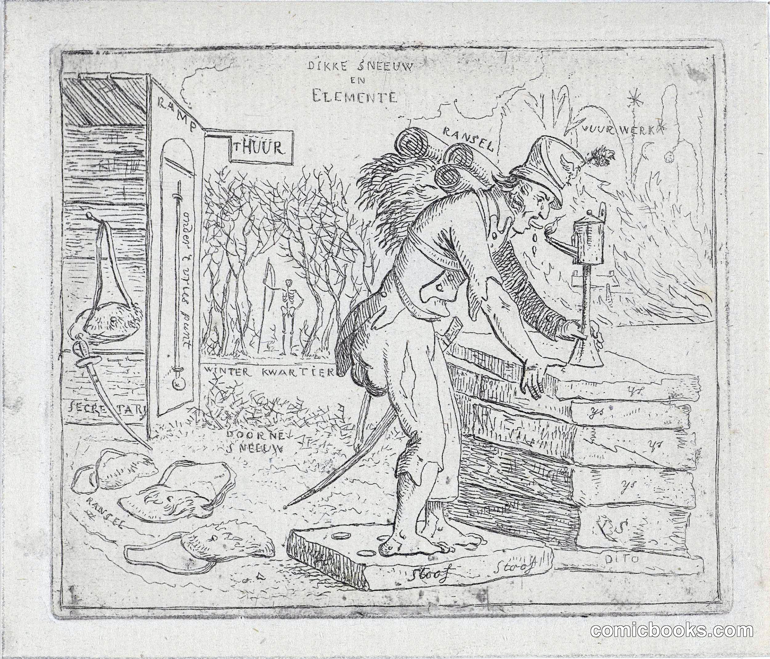 A French Soldier Thaws His Tongue at a Lamp