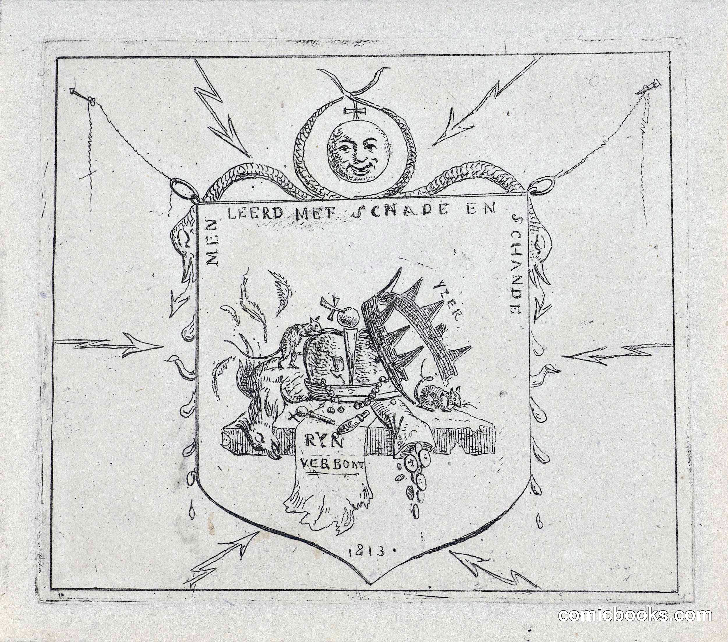 Shield with Broken Crowns and Torn Banner of the Rhineland Confederation