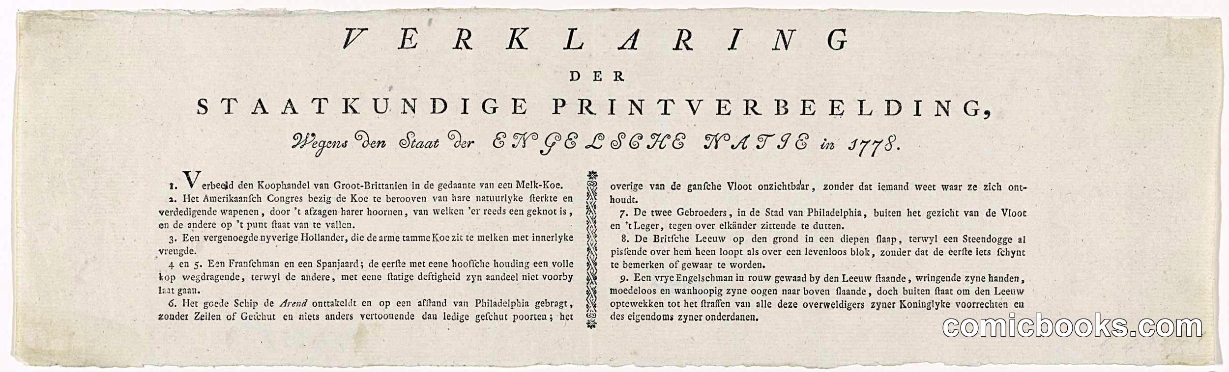 Explanation of the First Satirical Print on English Losses in the Struggle with America