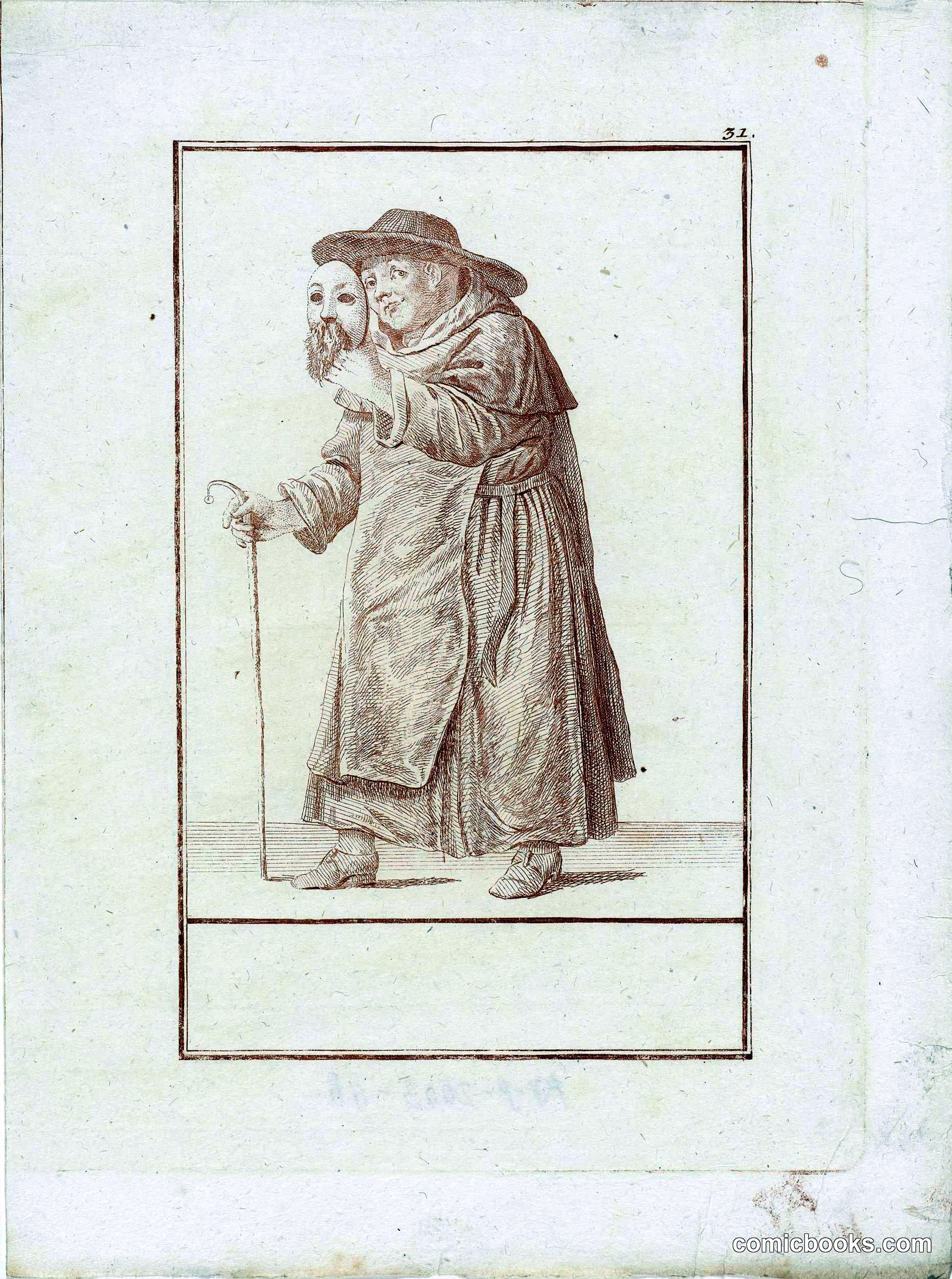 Monnik met masker in zijn hand (Monk with Mask in Hand)