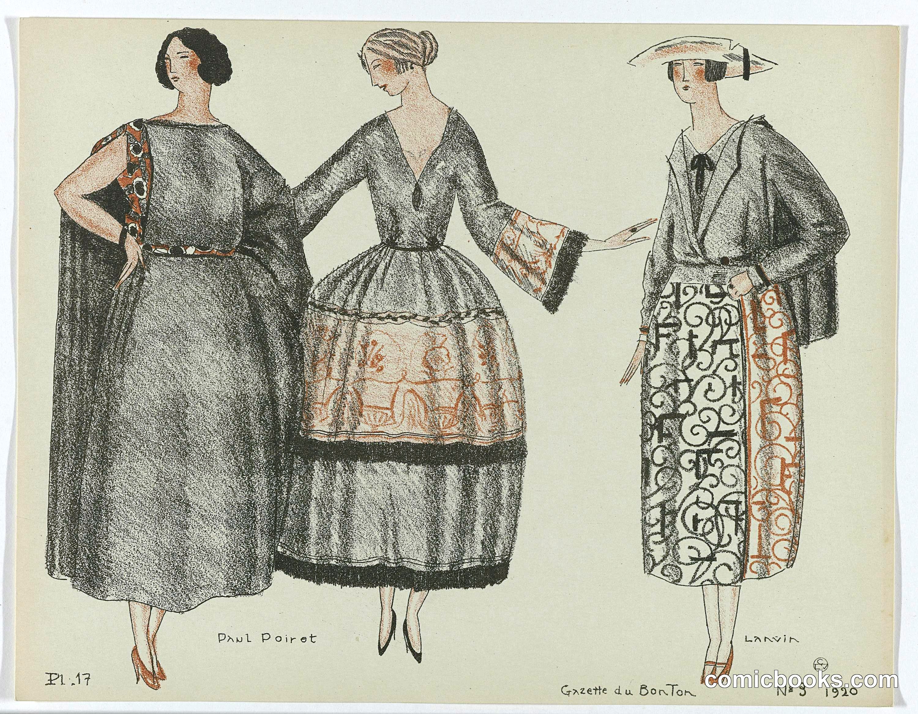 Fashion Designs by Paul Poiret and Lanvin