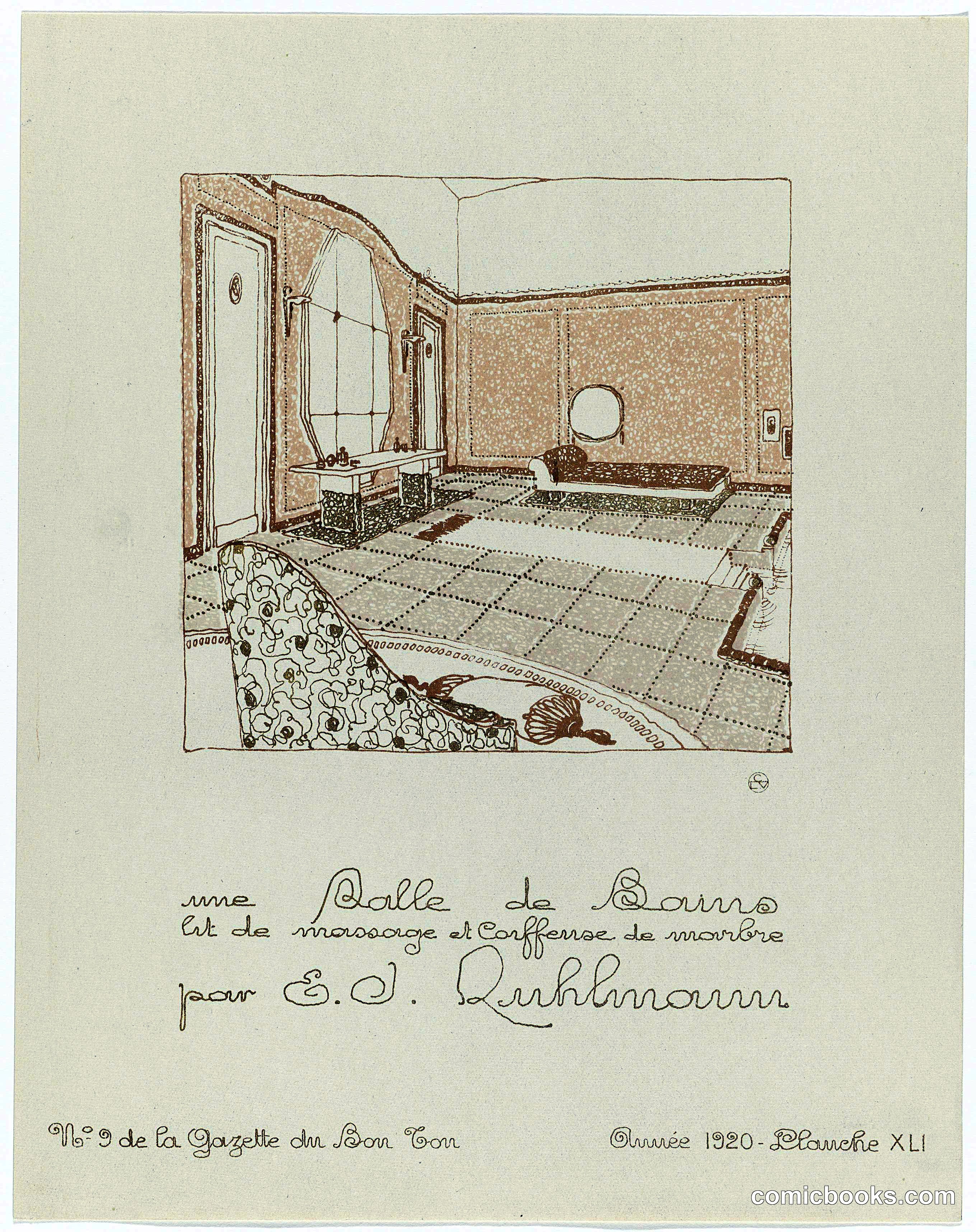 Bathroom with Massage Bed and Marble Vanity by E.D. Ruhlmann