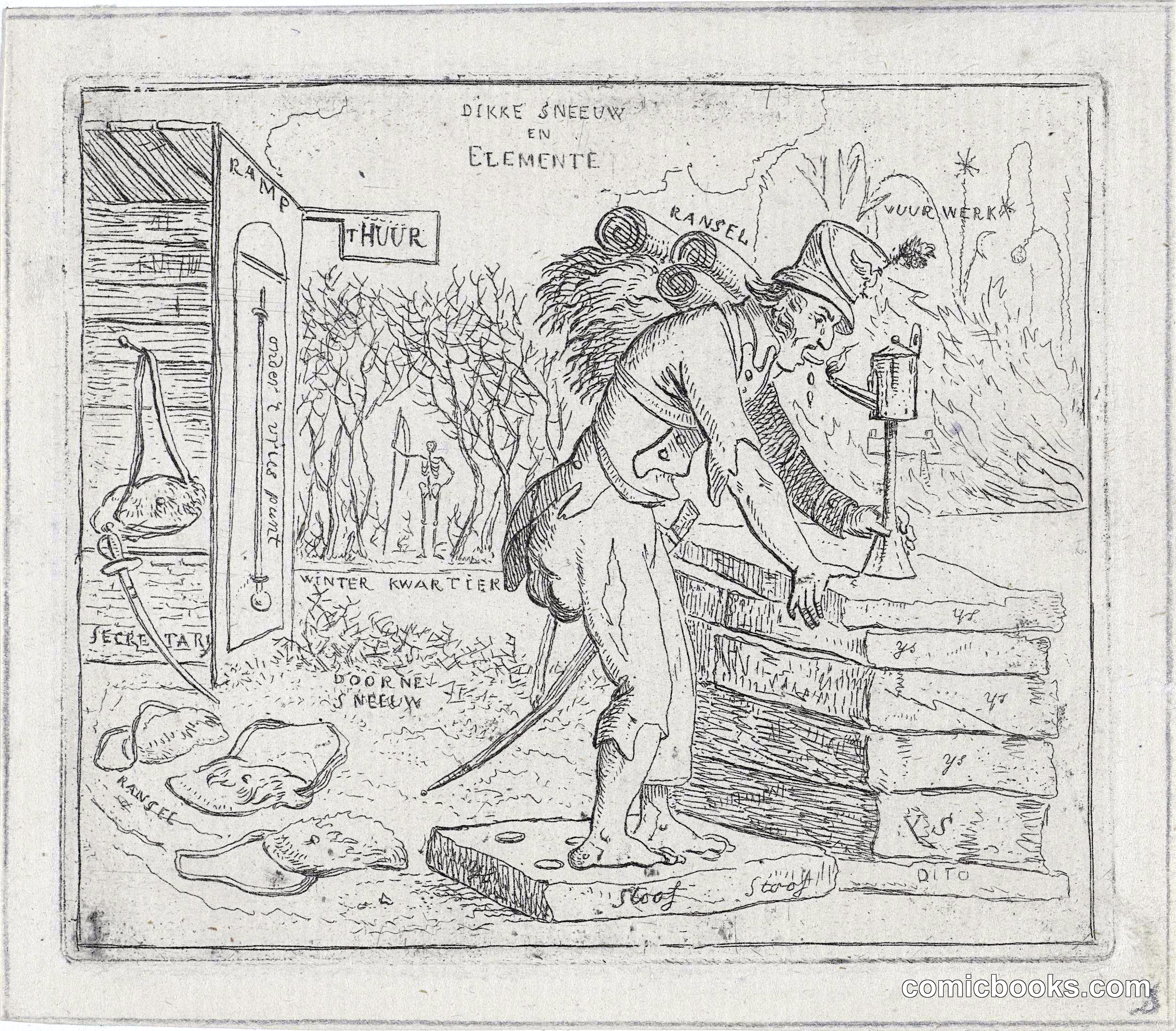A French Soldier Thaws His Tongue at a Lamp