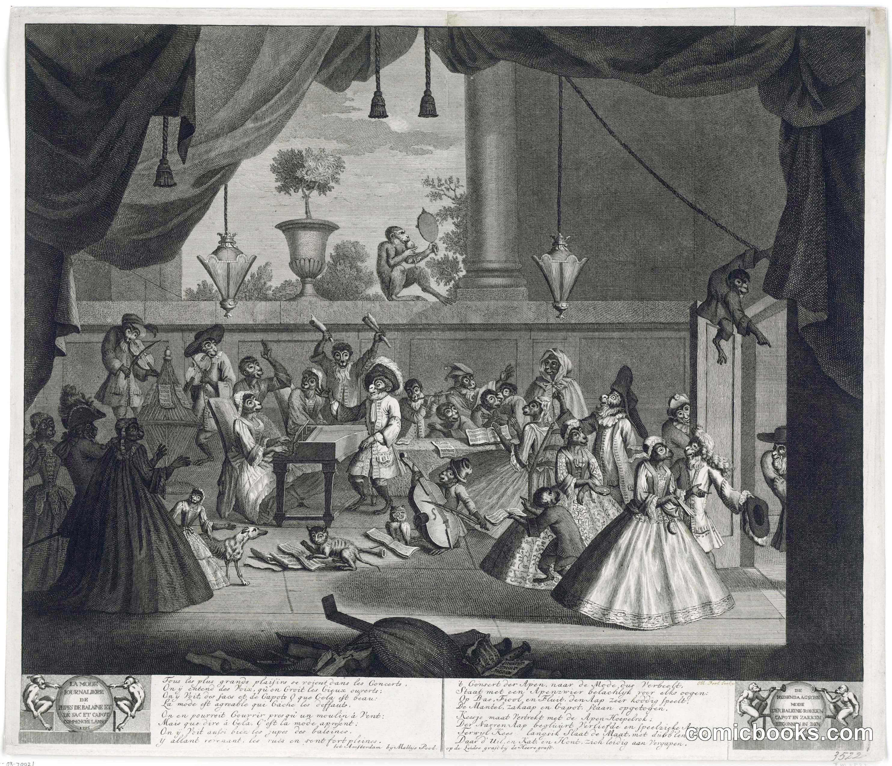 Apen in de hedendaagse mode van rokken met baleinen [Apes in Contemporary Fashion with Whalebone Skirts]