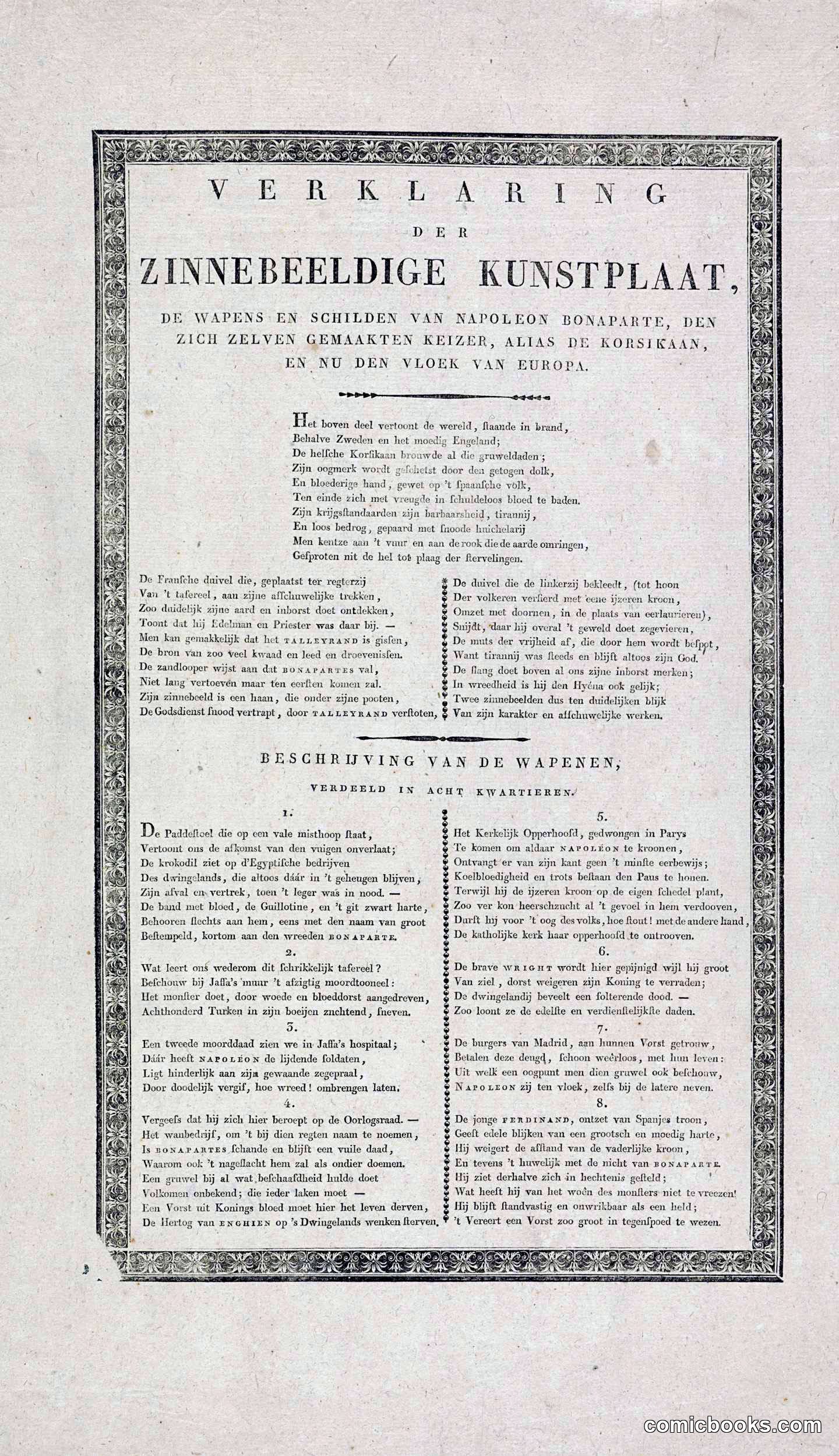 Explanation of the Satirical Print with Napoleon's Coat of Arms