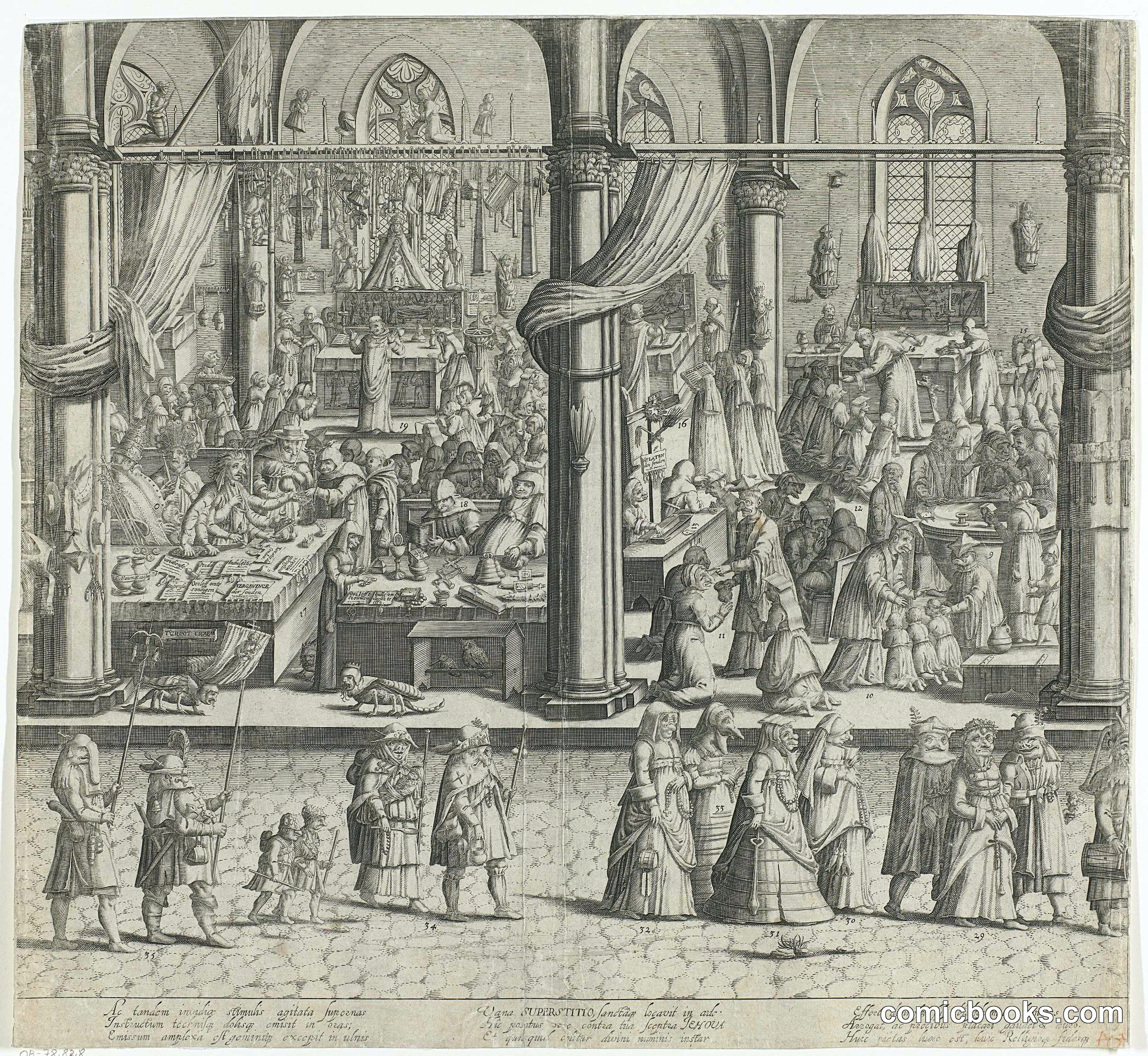 A Grotesque Satire on the Roman Church (Center Sheet)