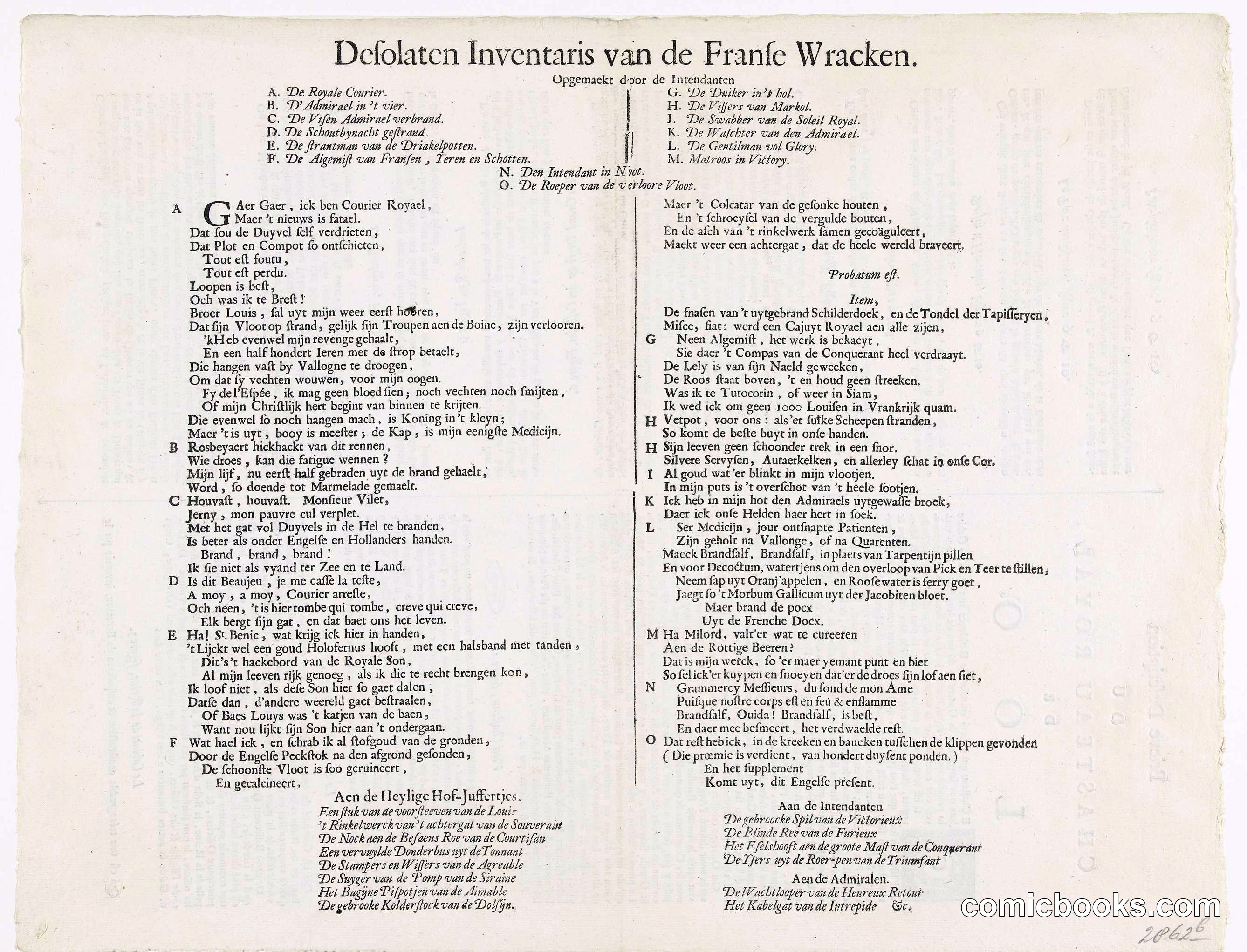 Defolaten Inventaris van de Franße Wracken (Inventory of the French Wreckage)
