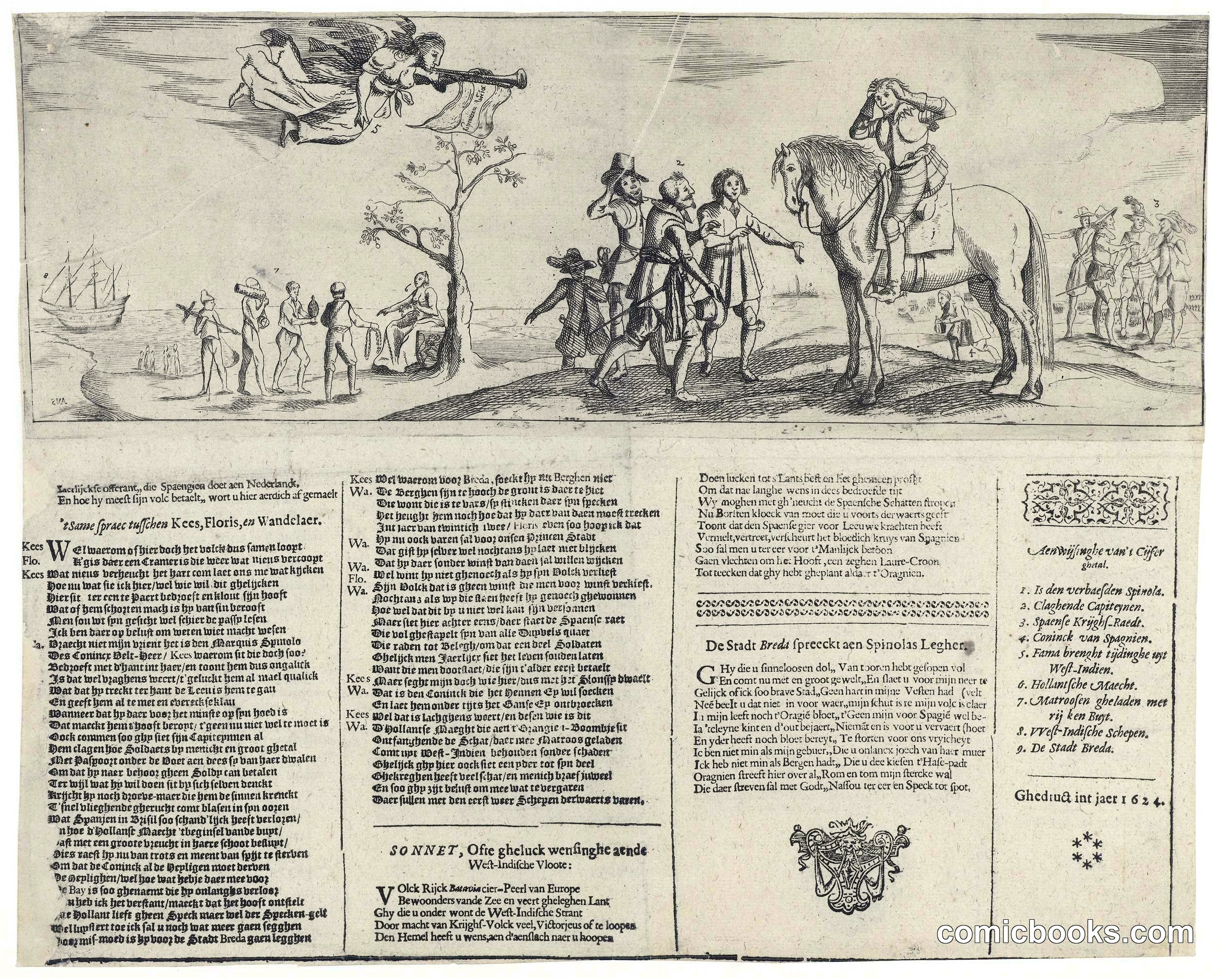 Spotprent op het geldtekort van Spinola [Satirical Print on Spinola's Lack of Funds]