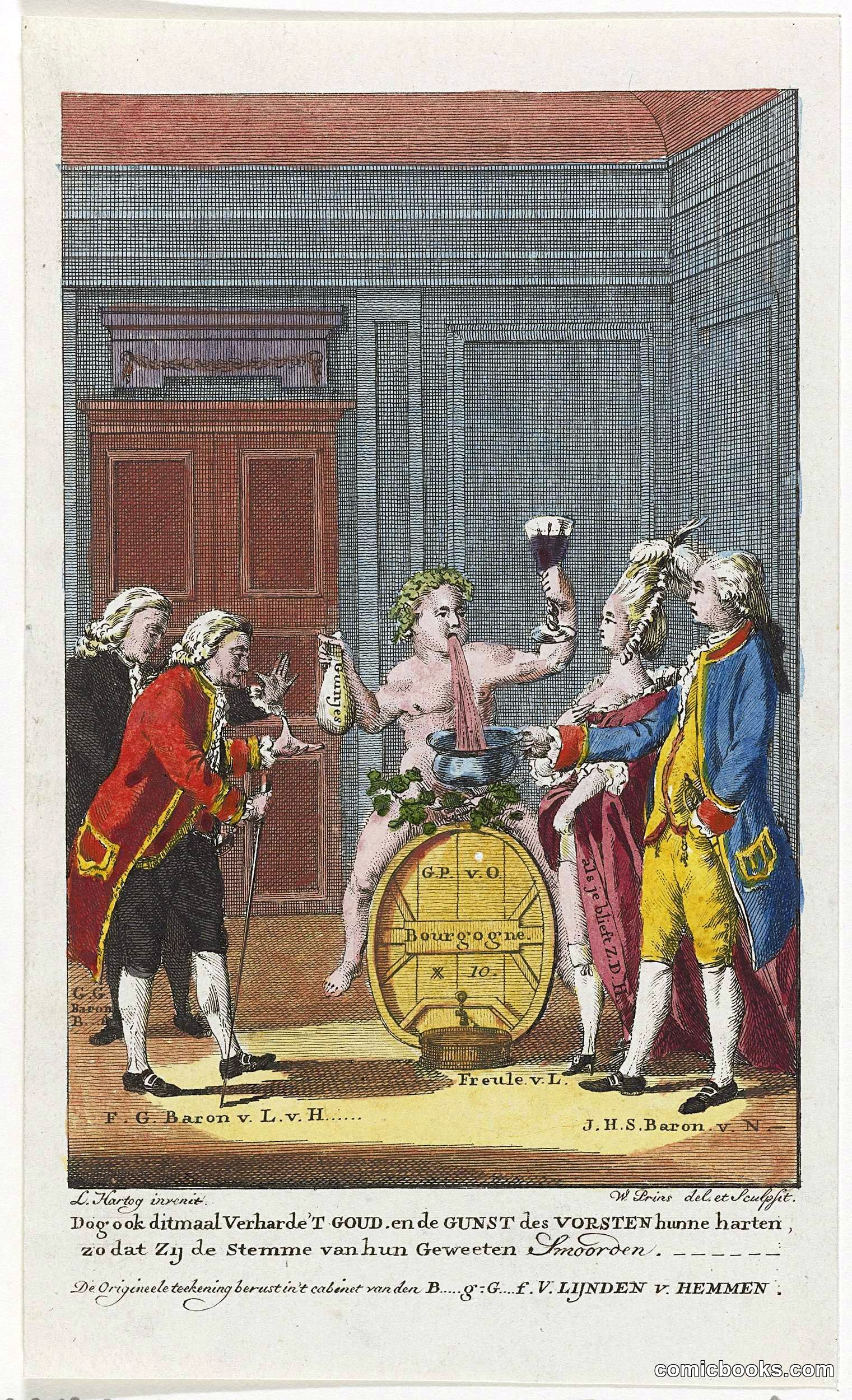 Satire on Prince William V as Vomiting Bacchus
