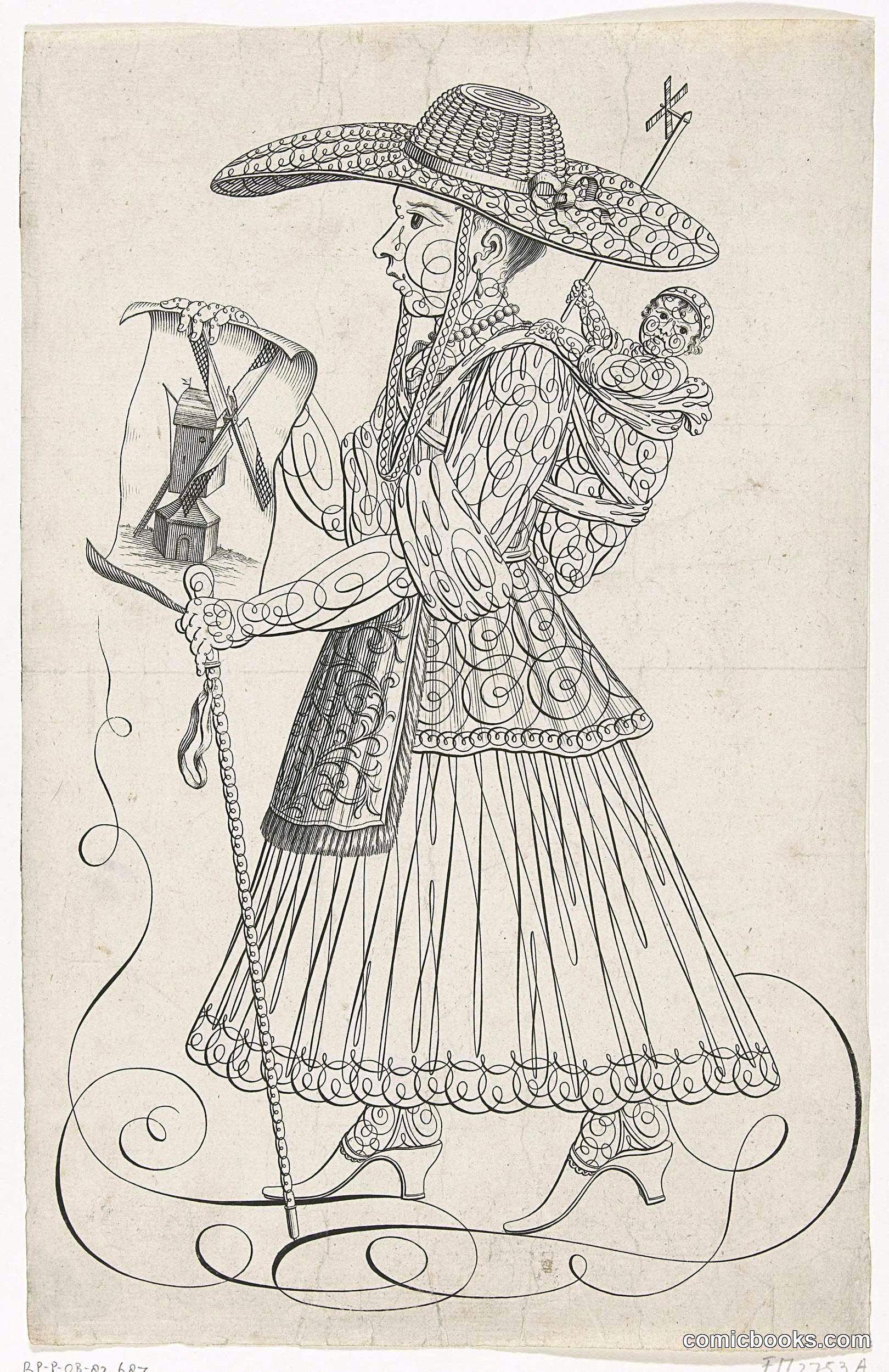 Woman with Child and Windmills