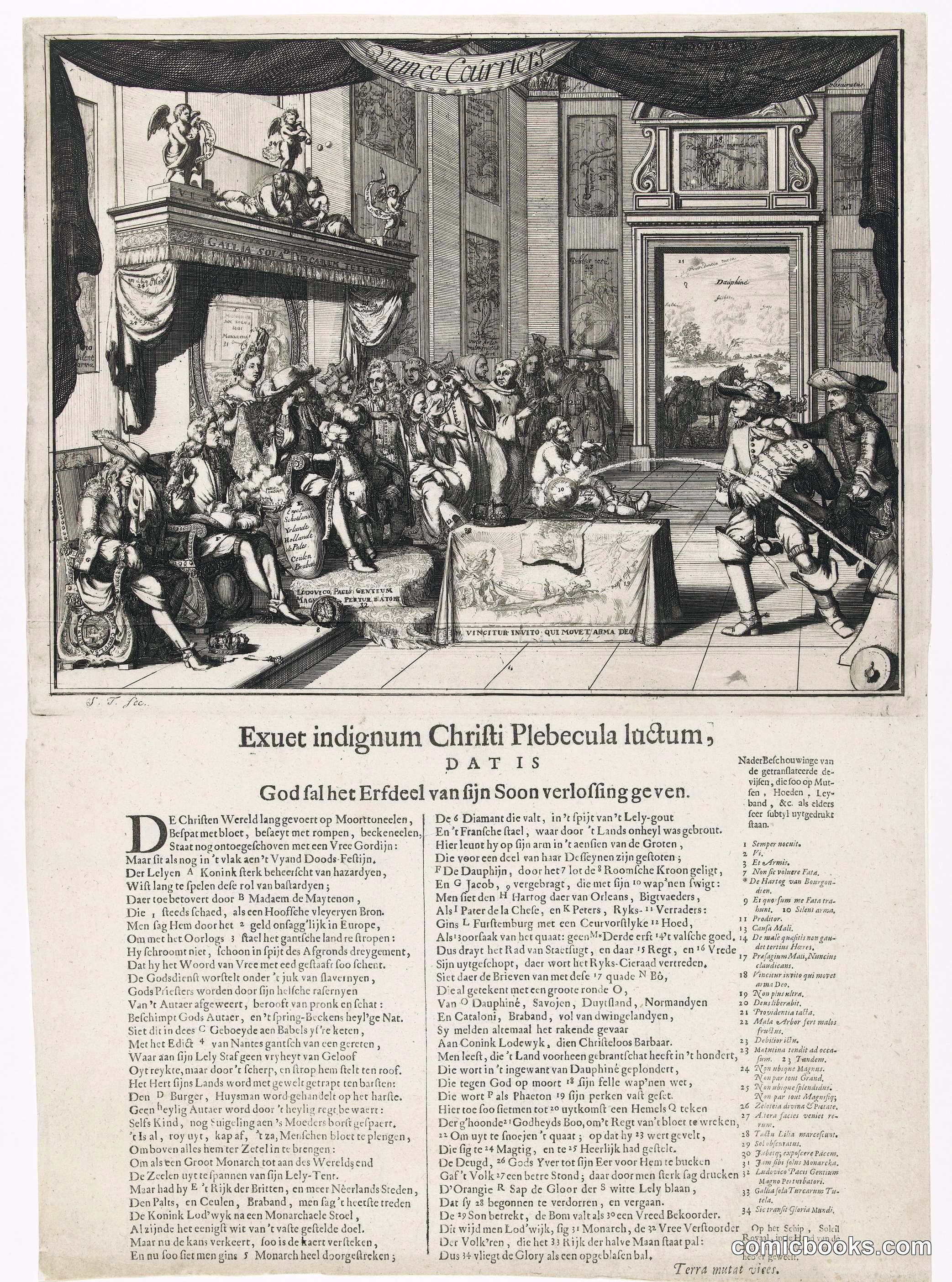 Satirical Print on the Miserable State of France Under Louis XIV's Rule
