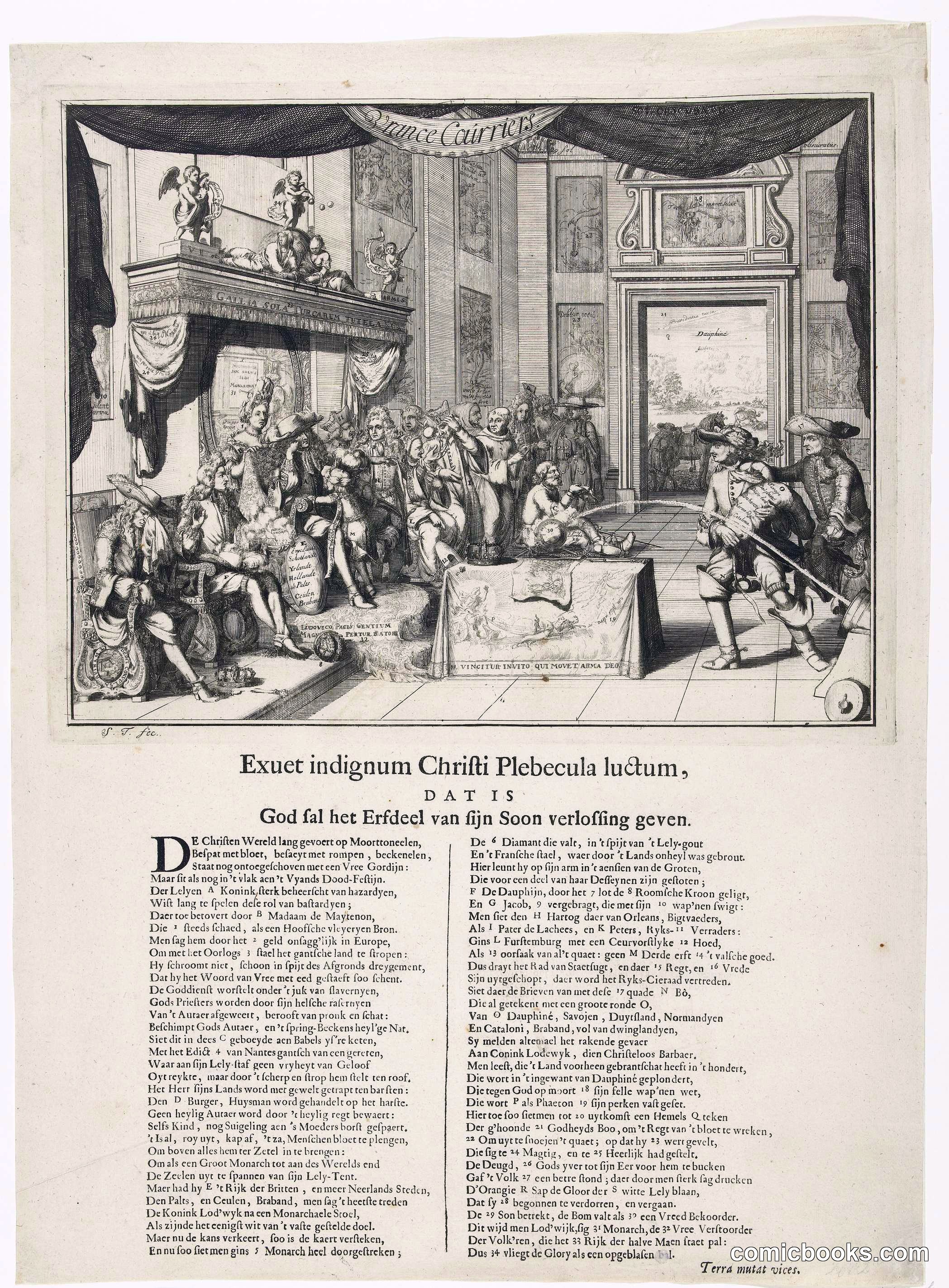 Exuet indignum Christi Plebecula luctum [Satirical Print on the Deplorable State of France Under Louis XIV's Rule]