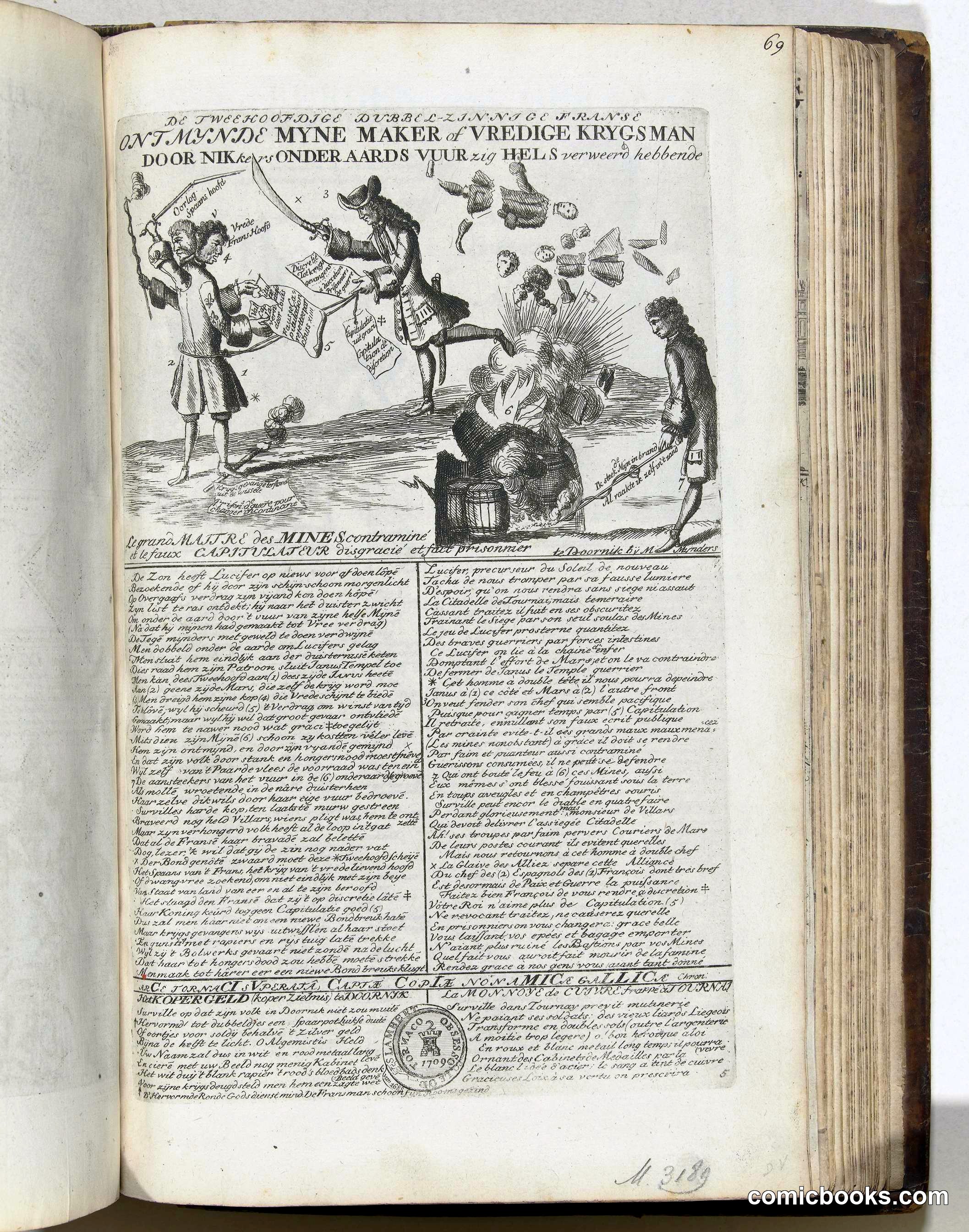 Satirical Print on the French Loss of Tournai, 1709