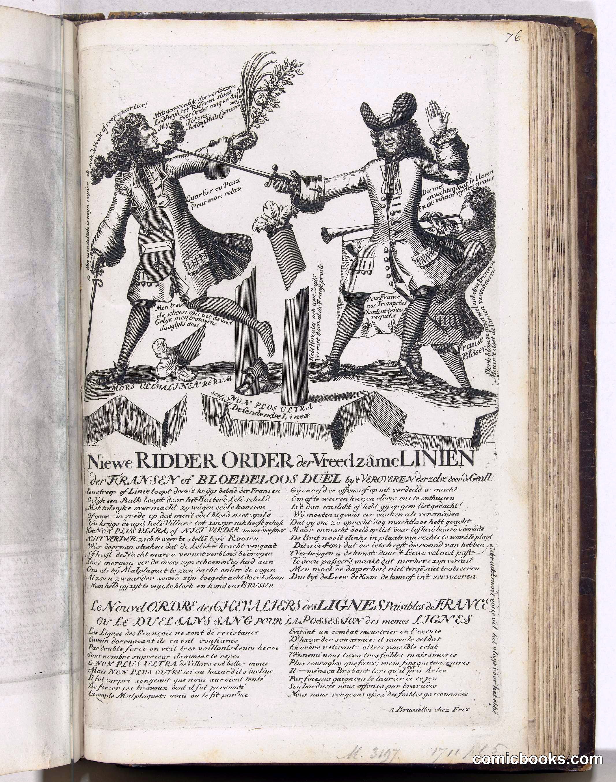 Spotprent op de Franse verliezen in 1711
