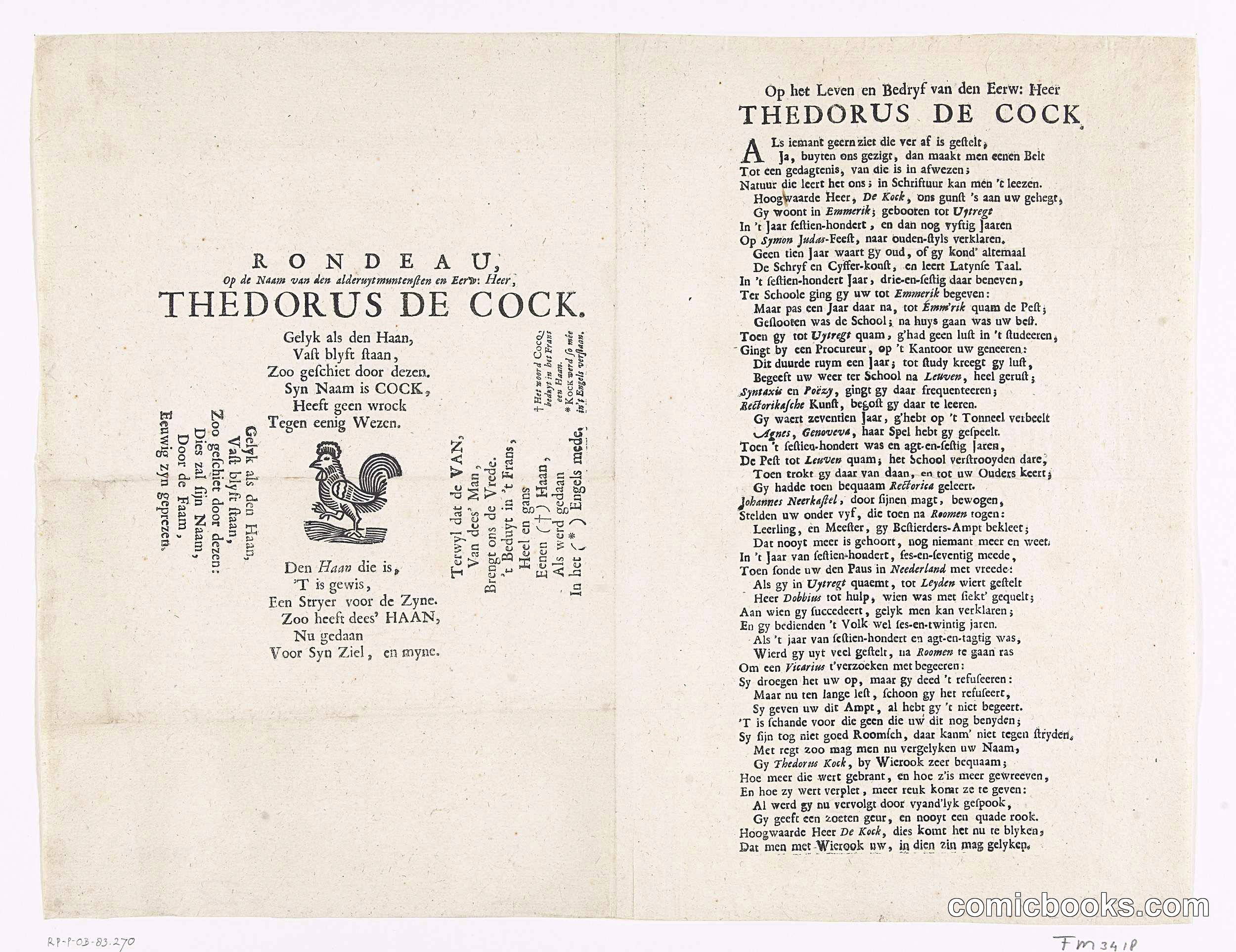 Spotprent op Theodorus de Cock