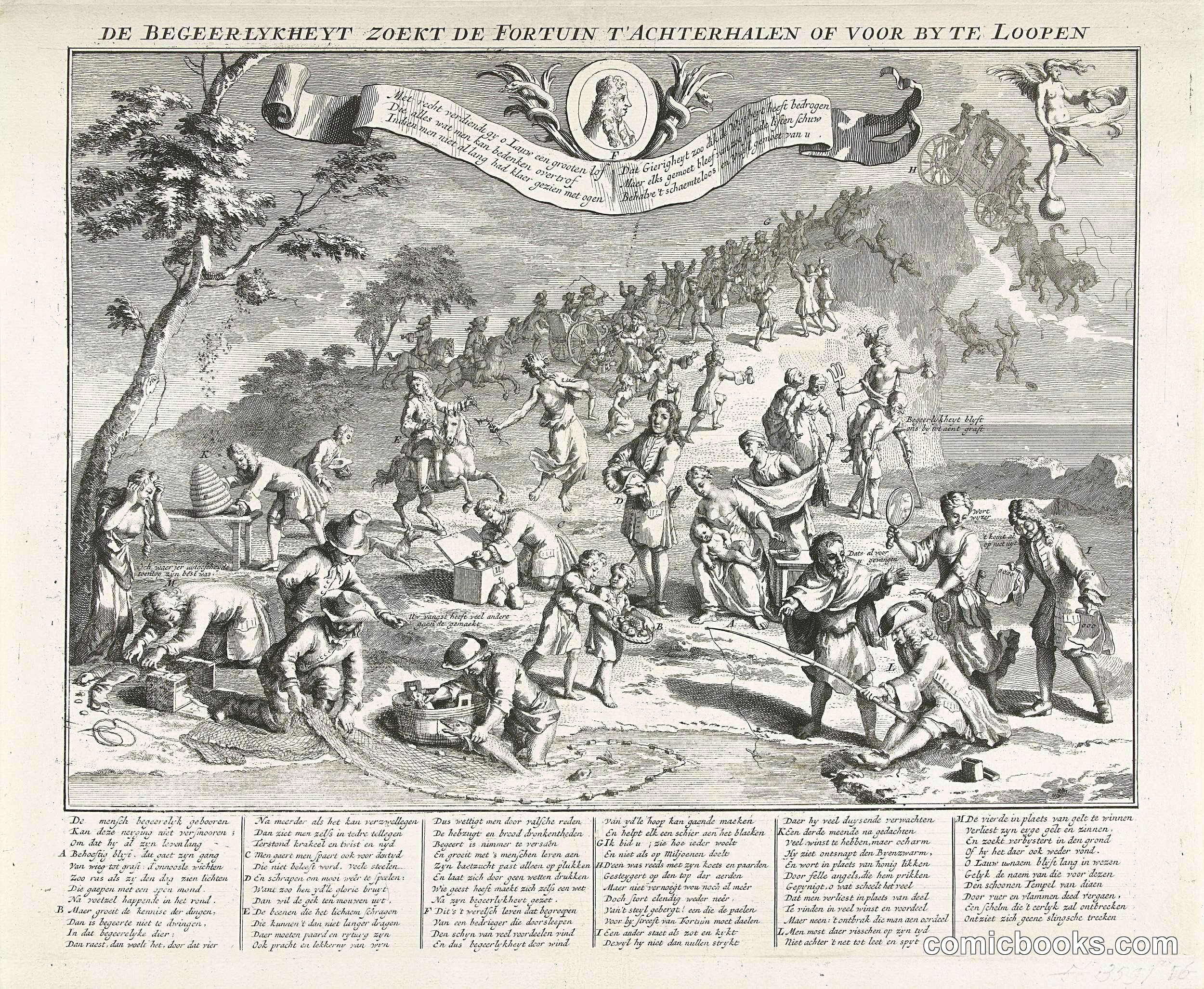 De Begeerlijkheyt Zoekt de Fortuin t'Achterhalen of Voor by te Loopen (Greed Seeks to Overtake Fortune)