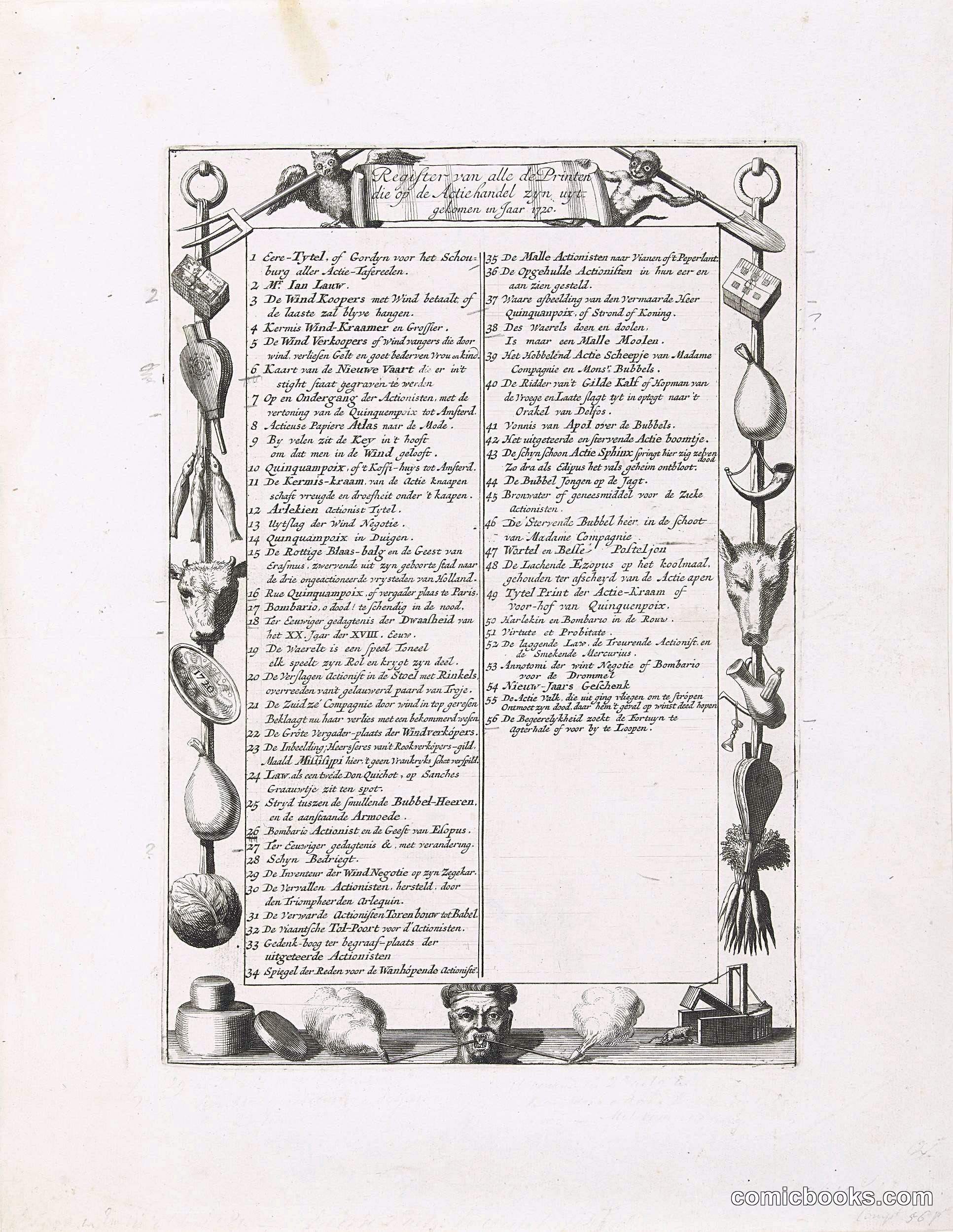 Register of Prints from The Great Mirror of Folly