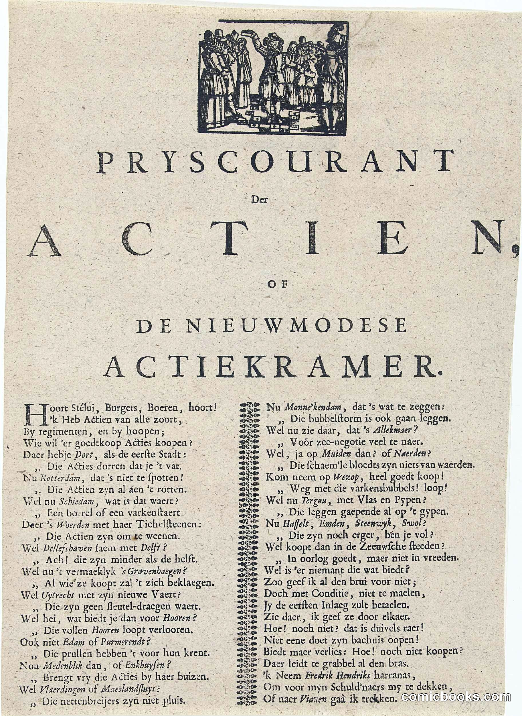 Prijscourant der Actien, of de Nieuwmodese Actiekramer (Price List of Shares, or The Fashionable Share Trader)