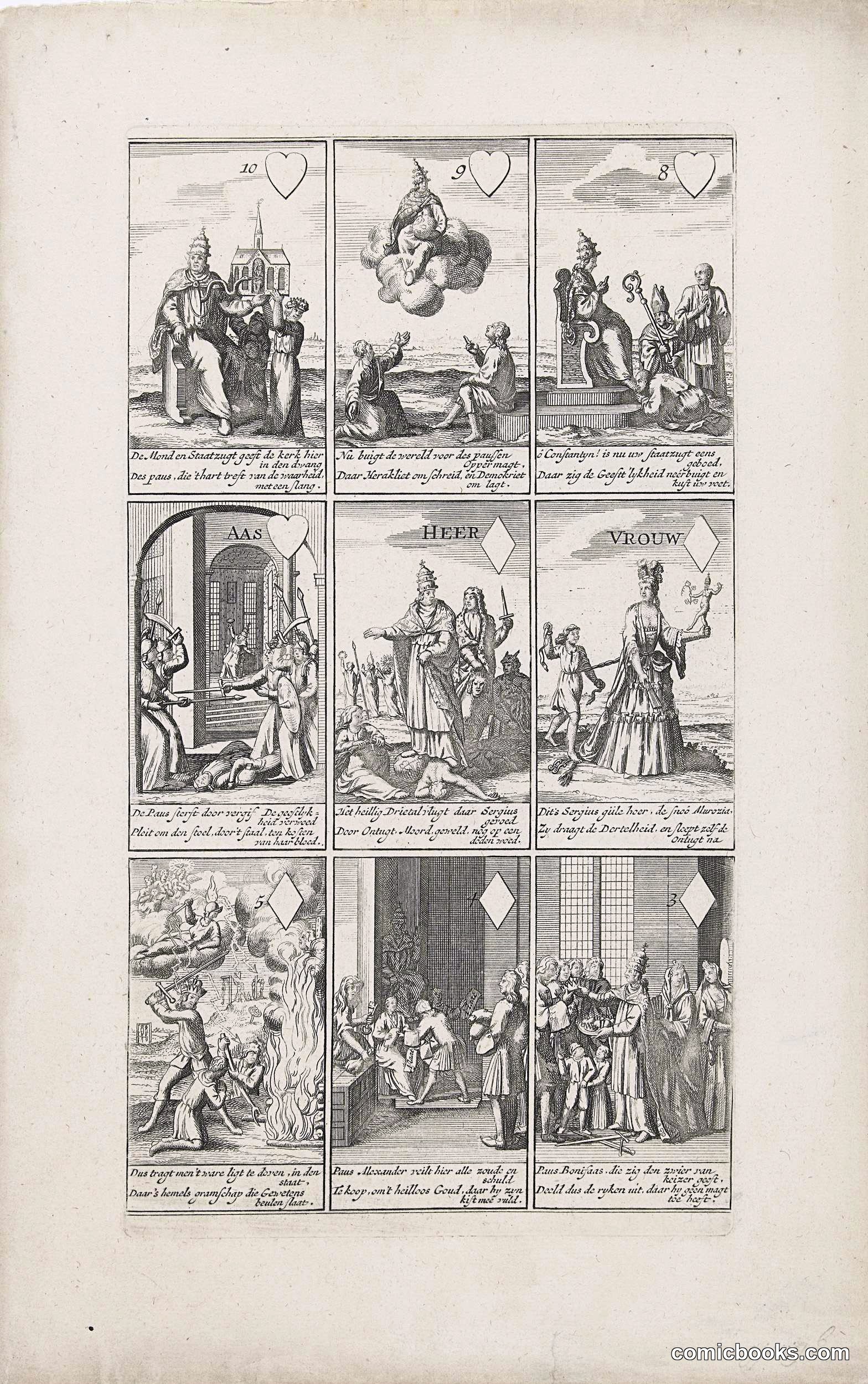 Nine Cards with Satires on Papal Infallibility
