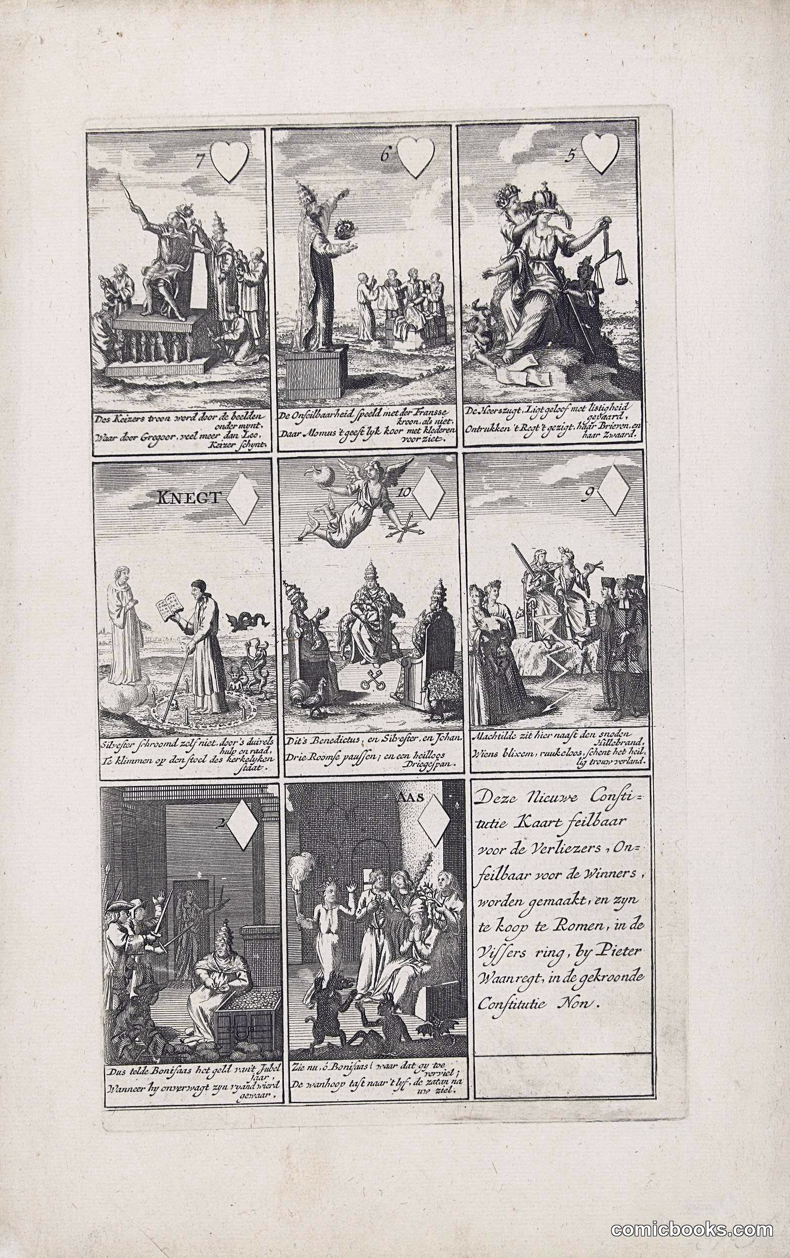 Nine Cards with Satires on Papal Infallibility