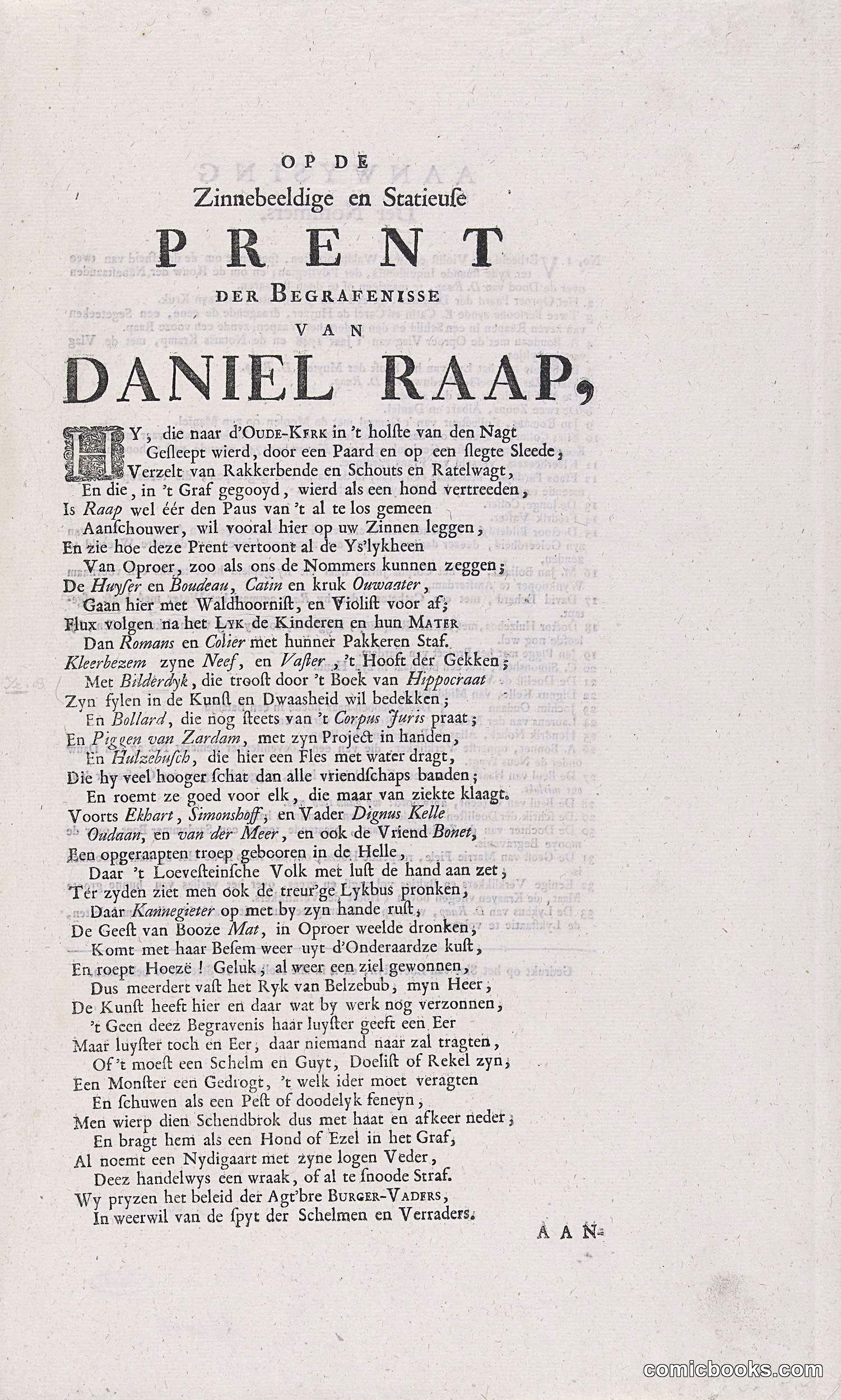 Funeral Satire on Daniel Raap