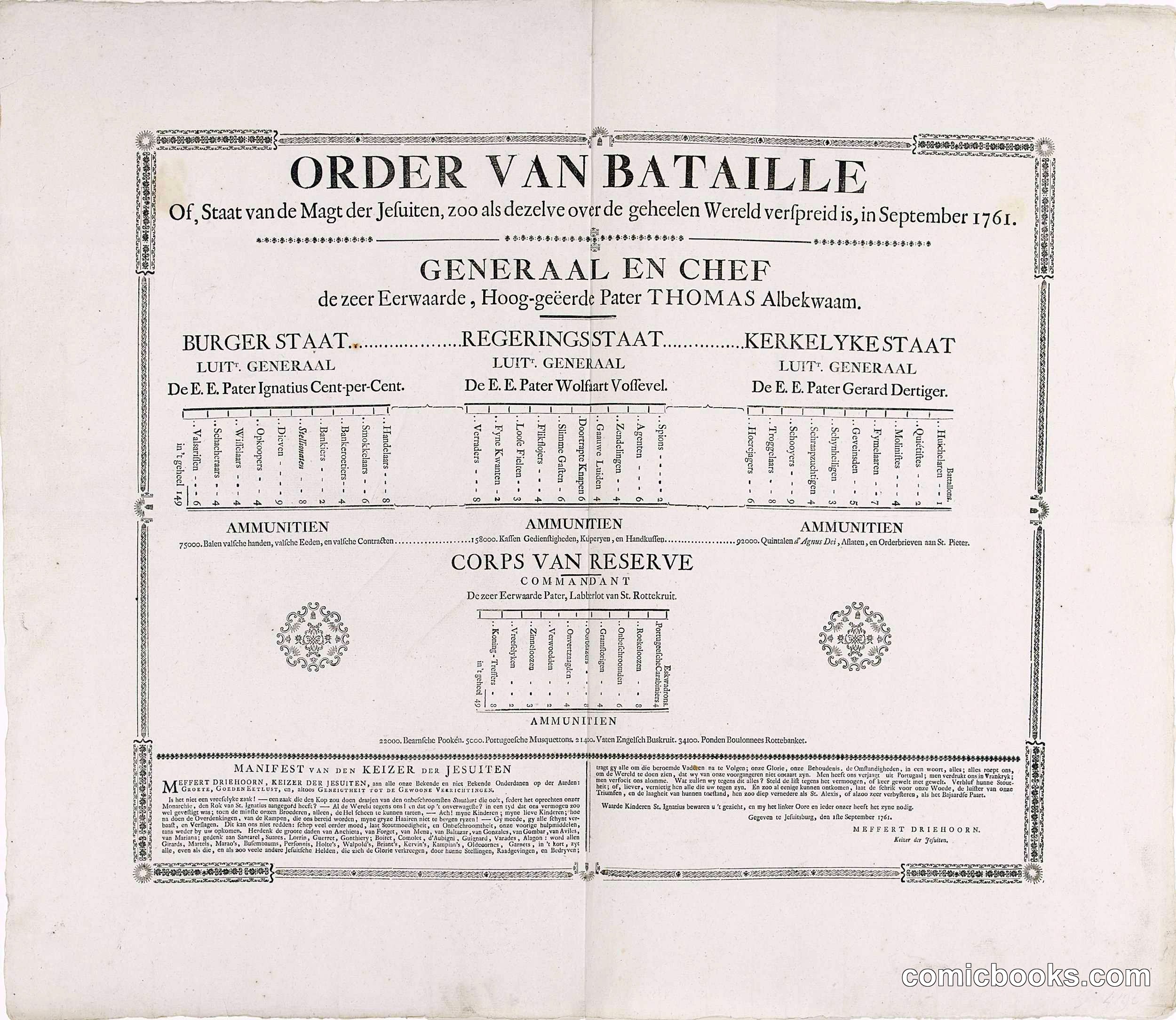 Order van Bataille (Battle Order of the Jesuits)