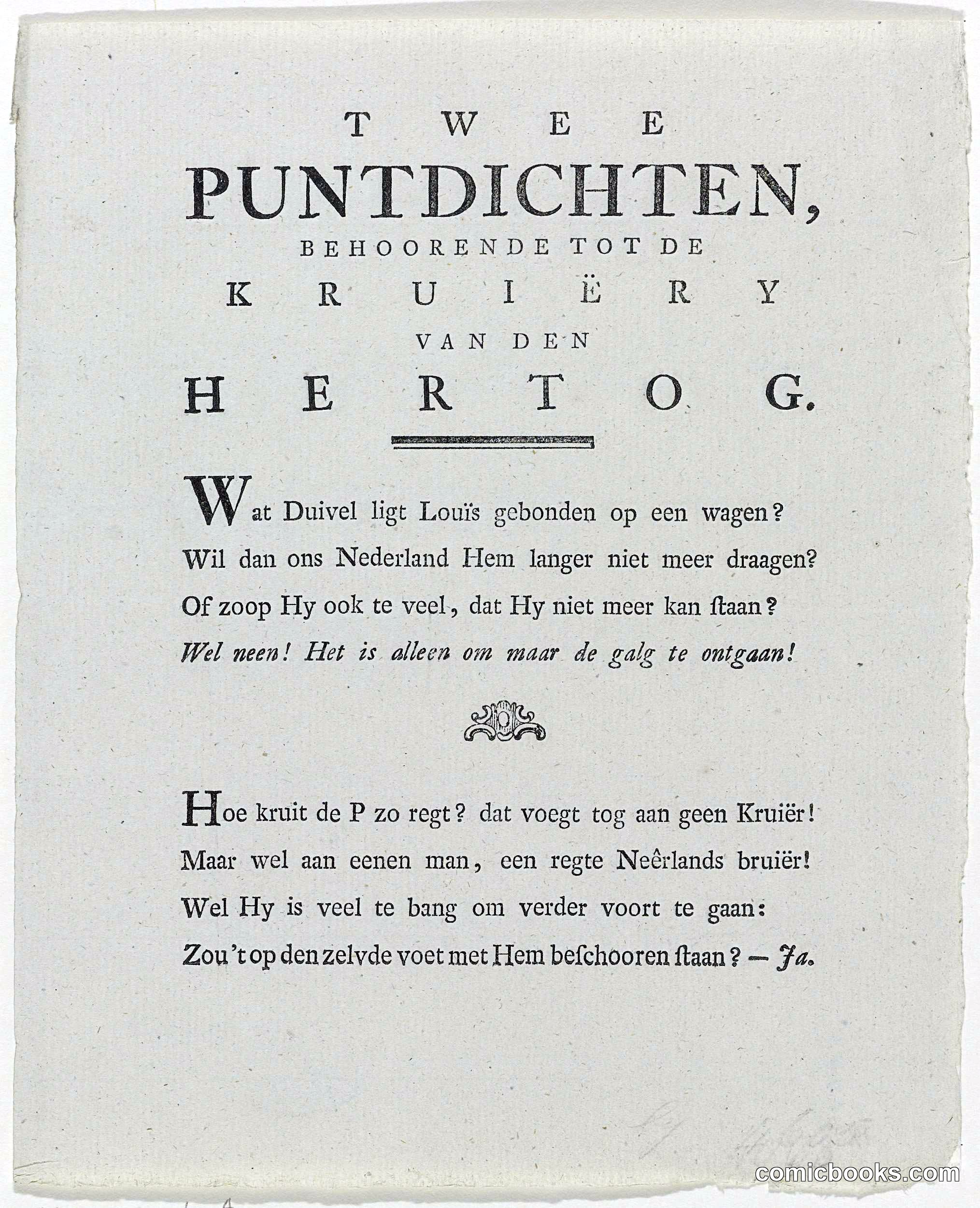Two Pointed Poems on the Caricature of the Duke of Brunswick Being Wheeled from the Netherlands