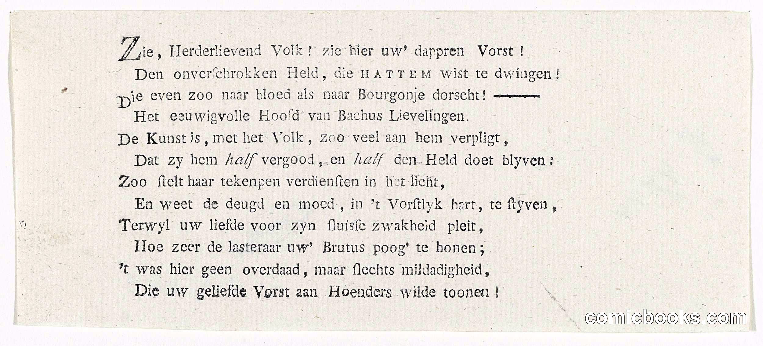 Verse on a Political Print: Willem V as Half-Soldier, Half-Bacchus