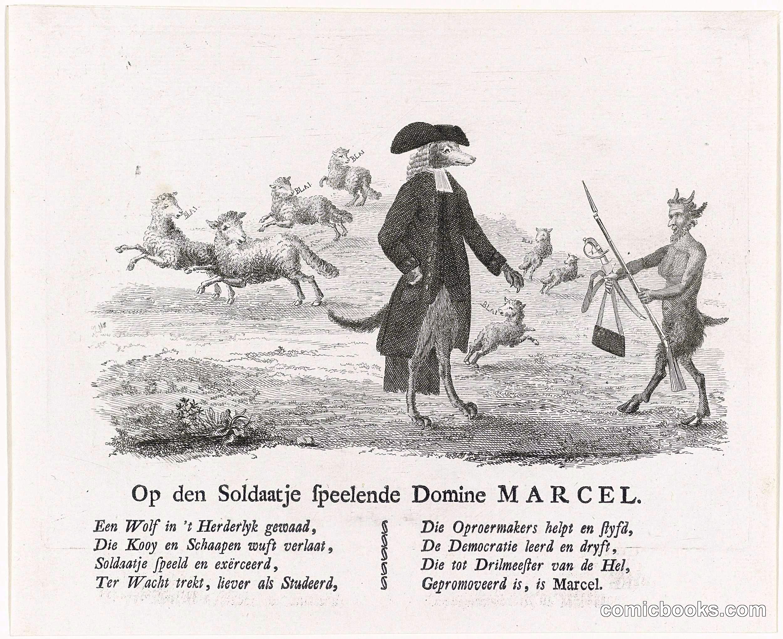 Op den Soldaatje speelende Domine MARCEL