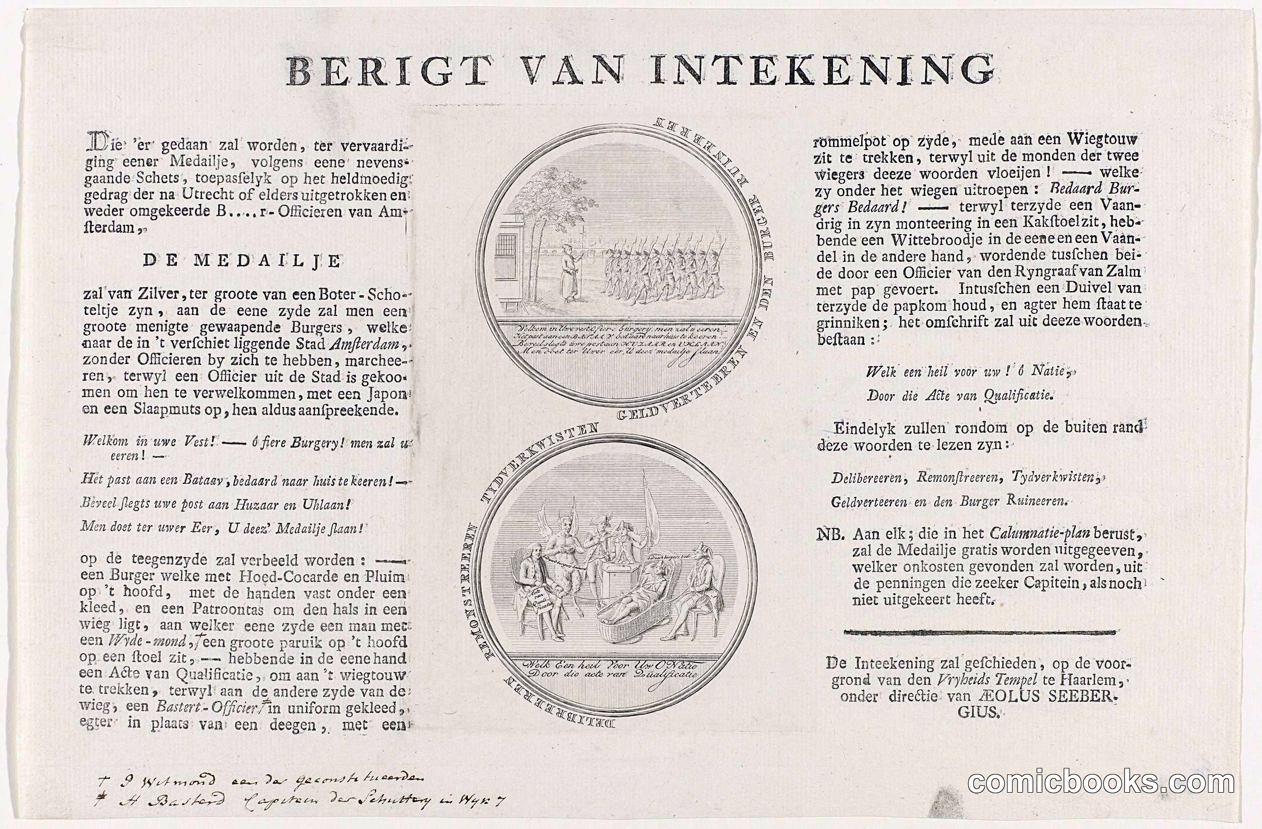 Spotprent op de terugkeer van de Amsterdamse patriotten uit Utrecht