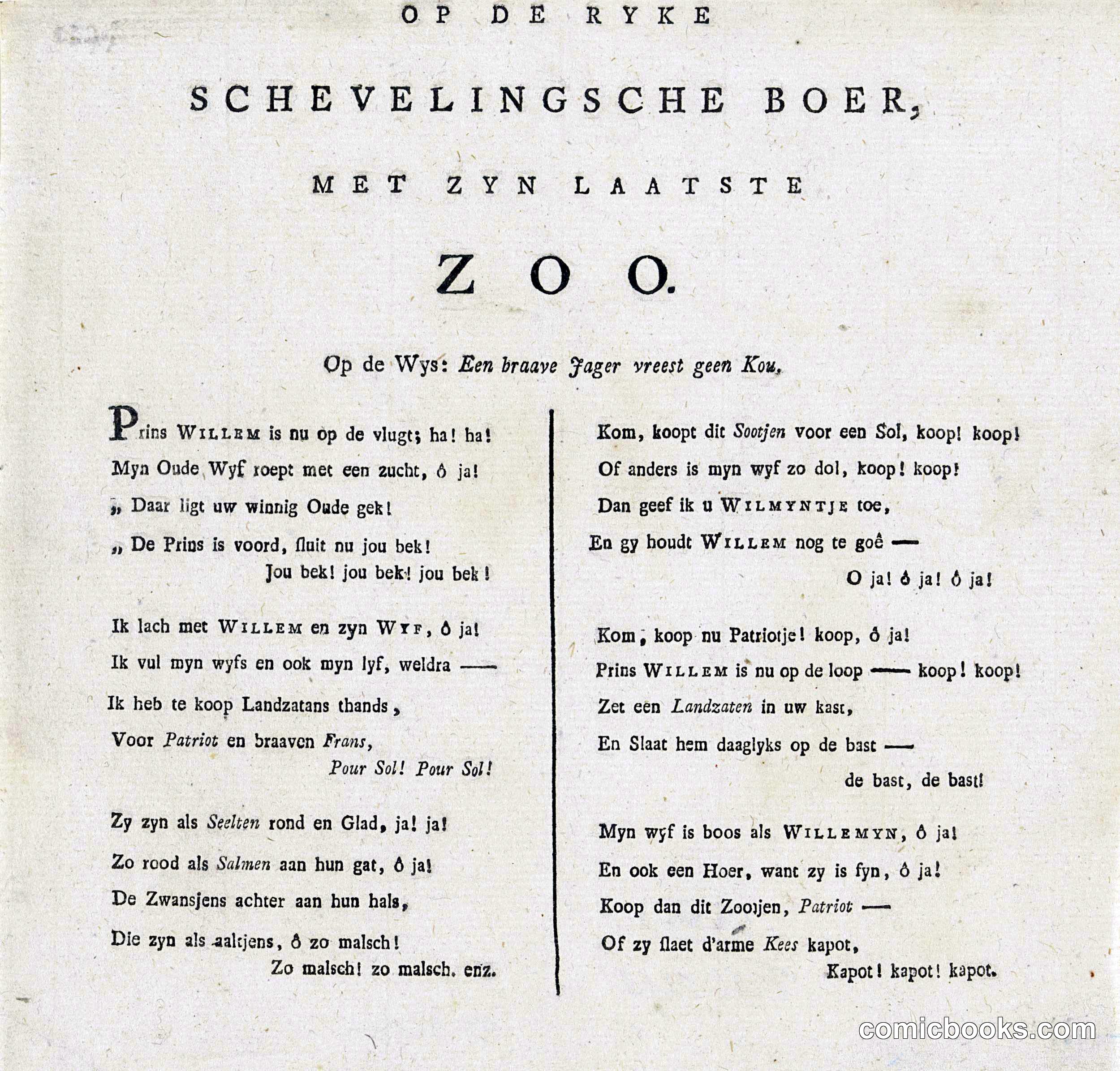 Lied bij de spotprent op de Landzaten (Song for the Satire on the Peasants)