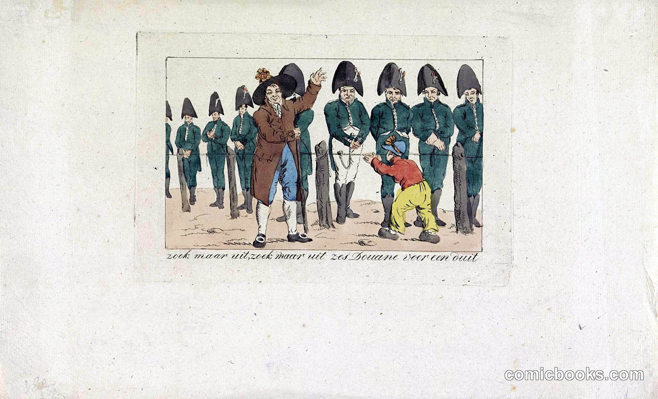 Spotprent op de douaniers [Political Print on the Customs Officers]