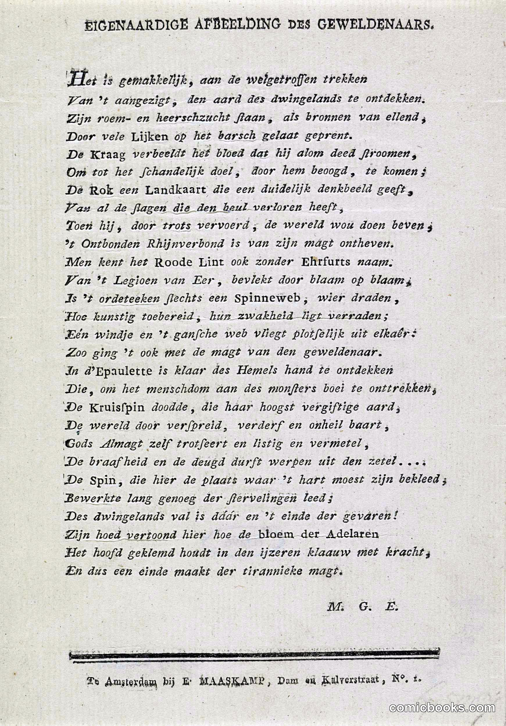 Verse for a Political Print on Napoleon