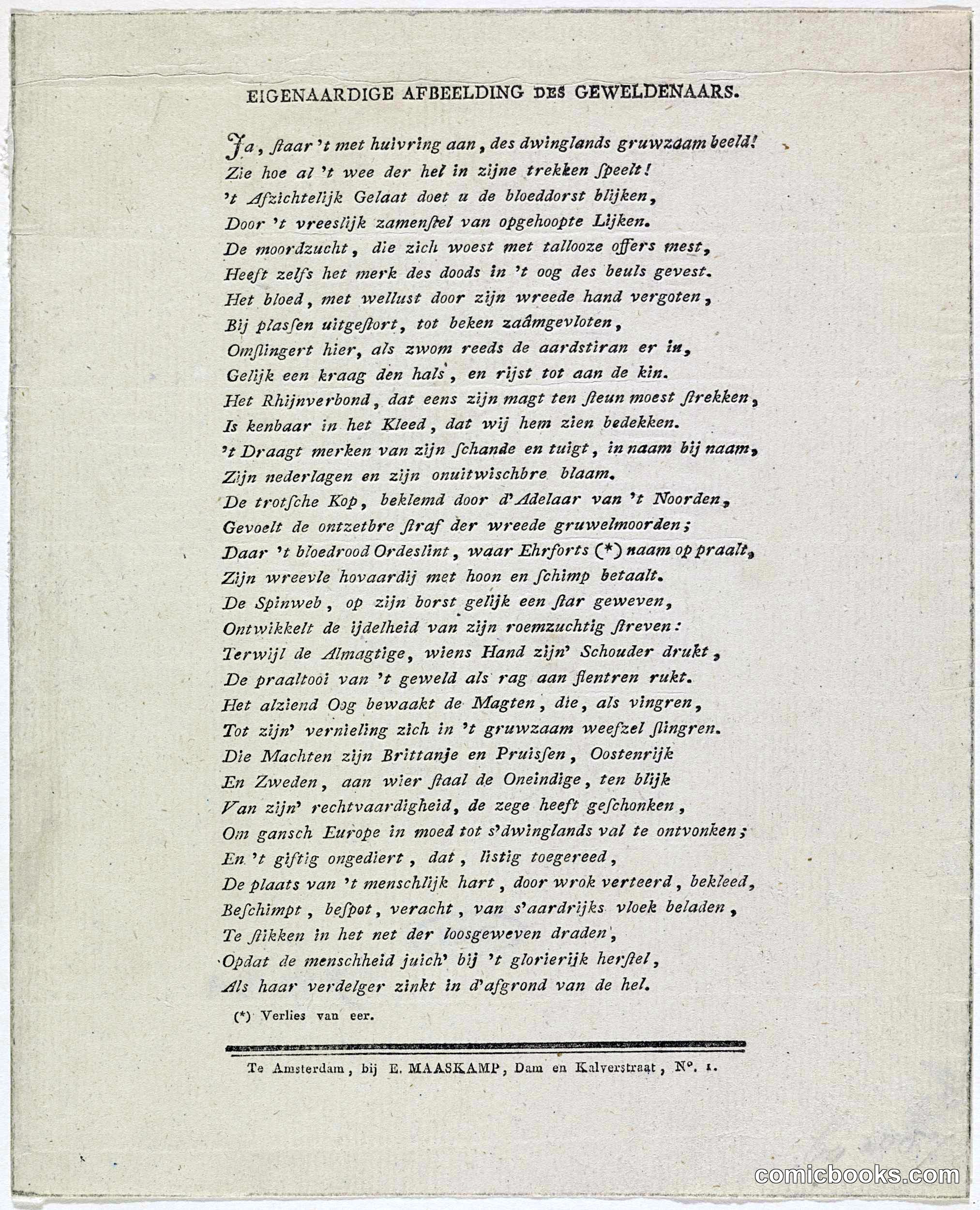 Verse on a Satire of Napoleon
