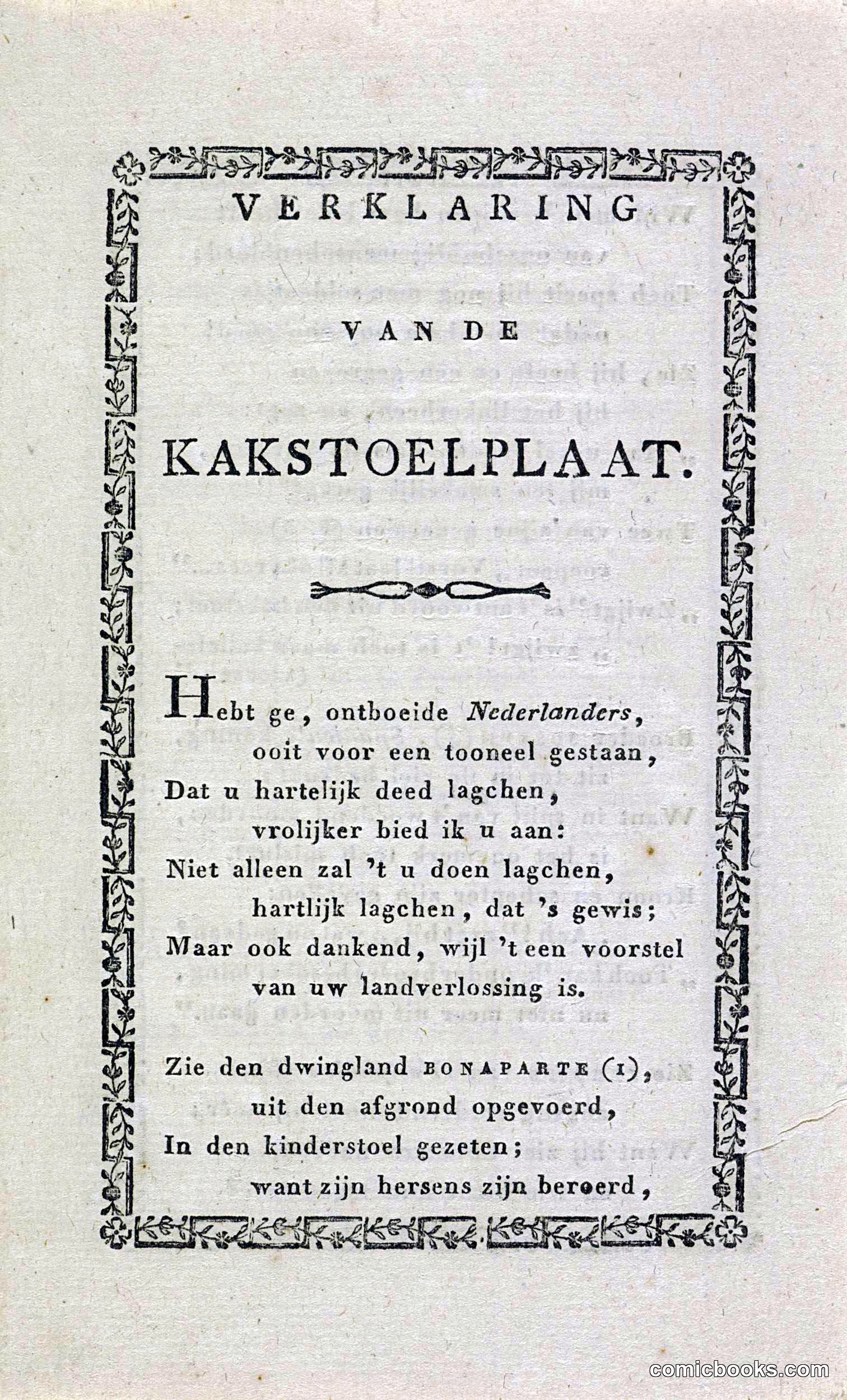 Verklaring van de spotprent van Napoleon in de Kakstoel