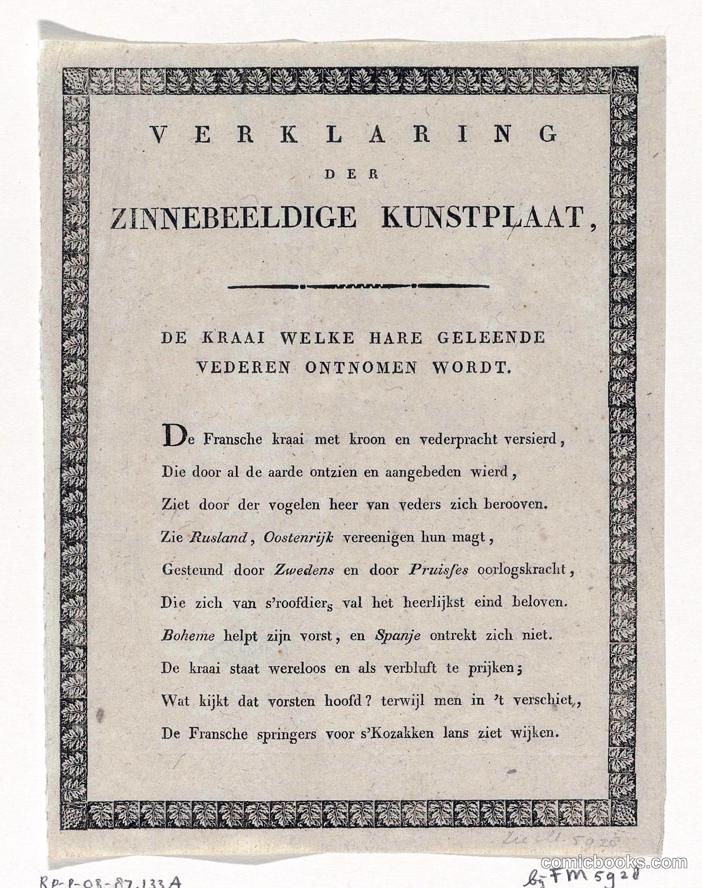 Explanation of the Satirical Print on the Jackdaw Stripped of Borrowed Feathers