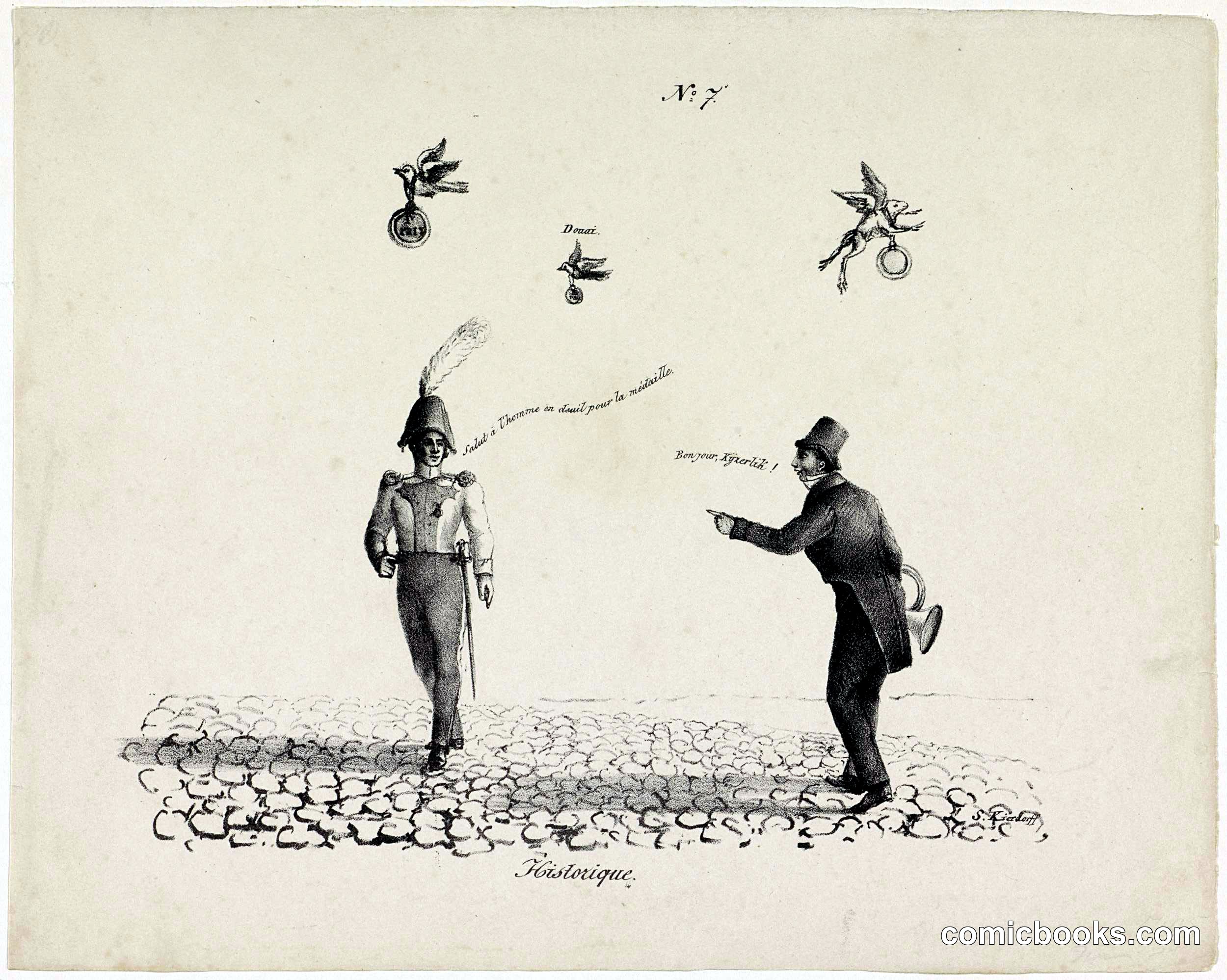 Historical Satire: Military and Civilian Figures, circa 1829